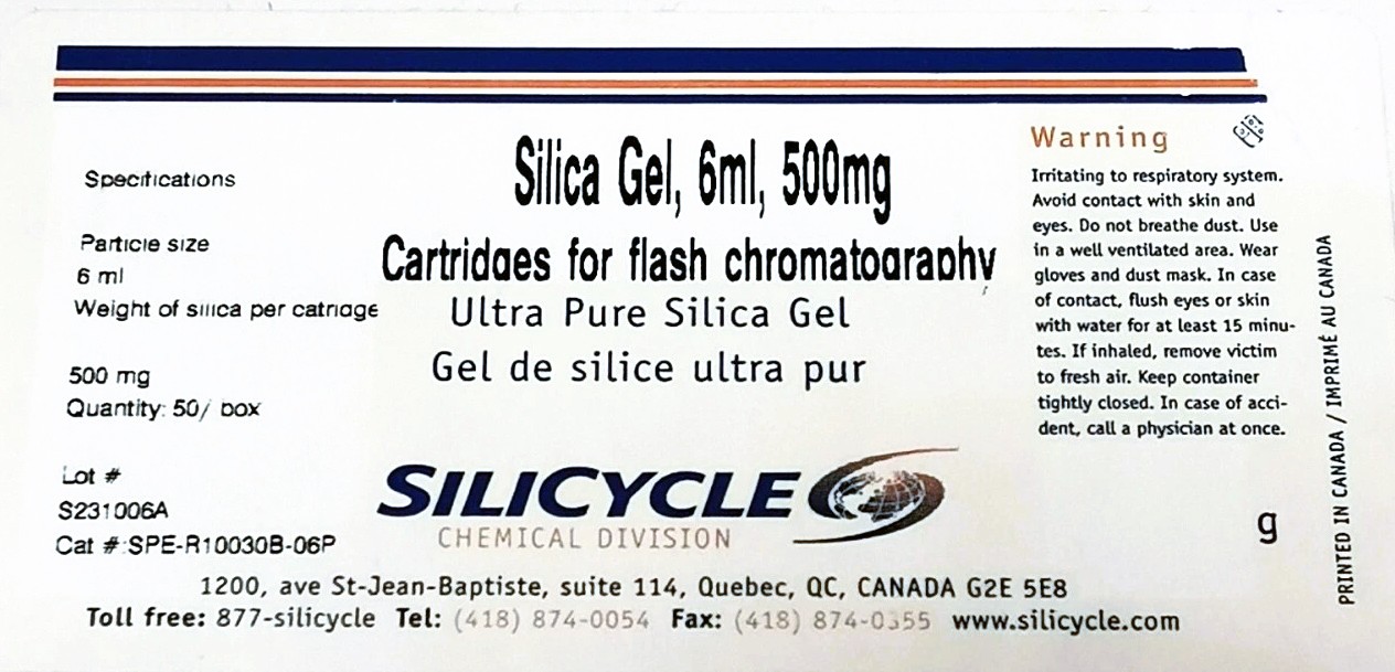 New Open Box SiliCycle SiliaPrep SPE-R10030B-06P Silica Gel Cartridge - 40 to 63 µm (Box of 50)