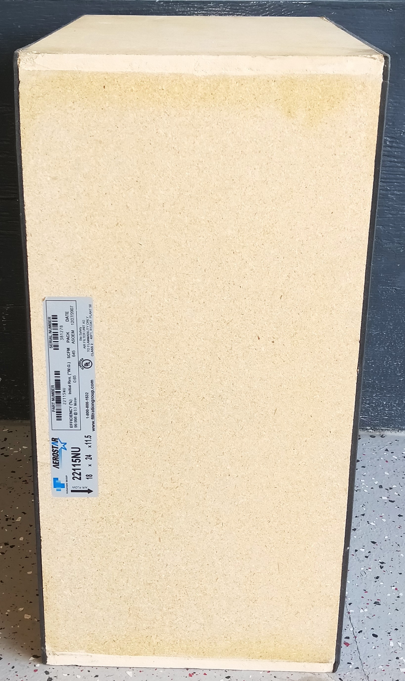 New Open Box Aerostar 22115NU HEPA Filter (24"L x 18"D x 11.5" Thick)