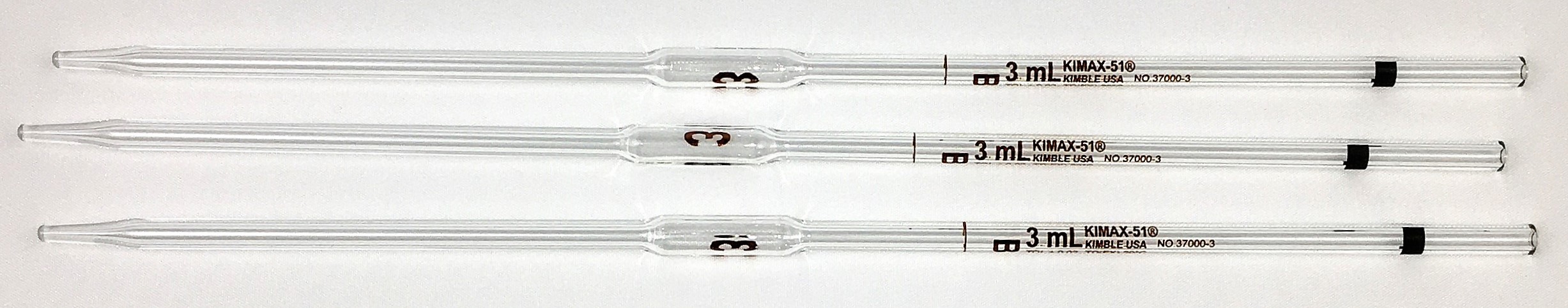 Used Kimble 37000-3 KIMAX Class B 3mL Volumetric Pipet