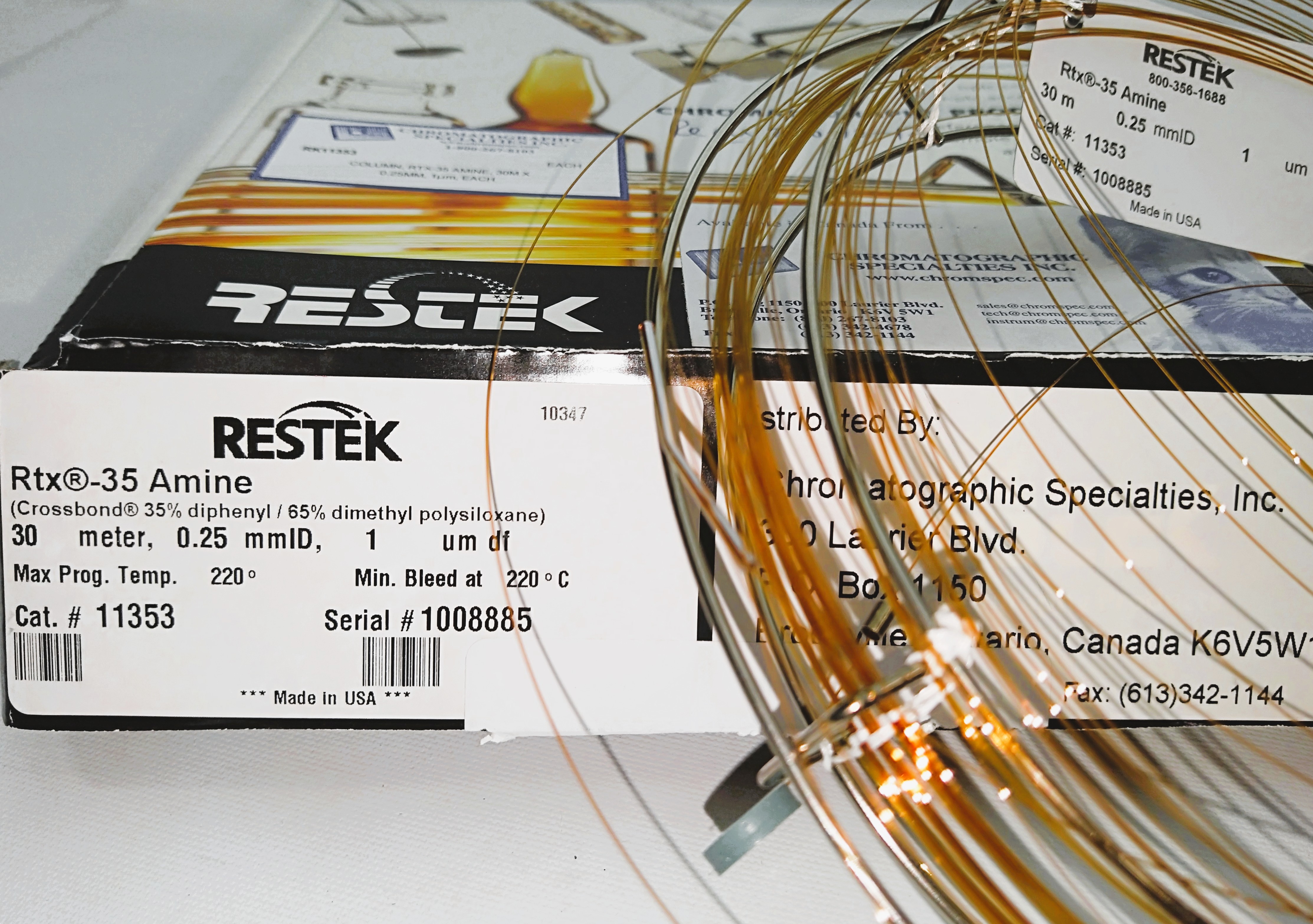 Used Restek Rtx-35 Amine (11353) Capillary Column (30M x 0.25mm x 1µm)