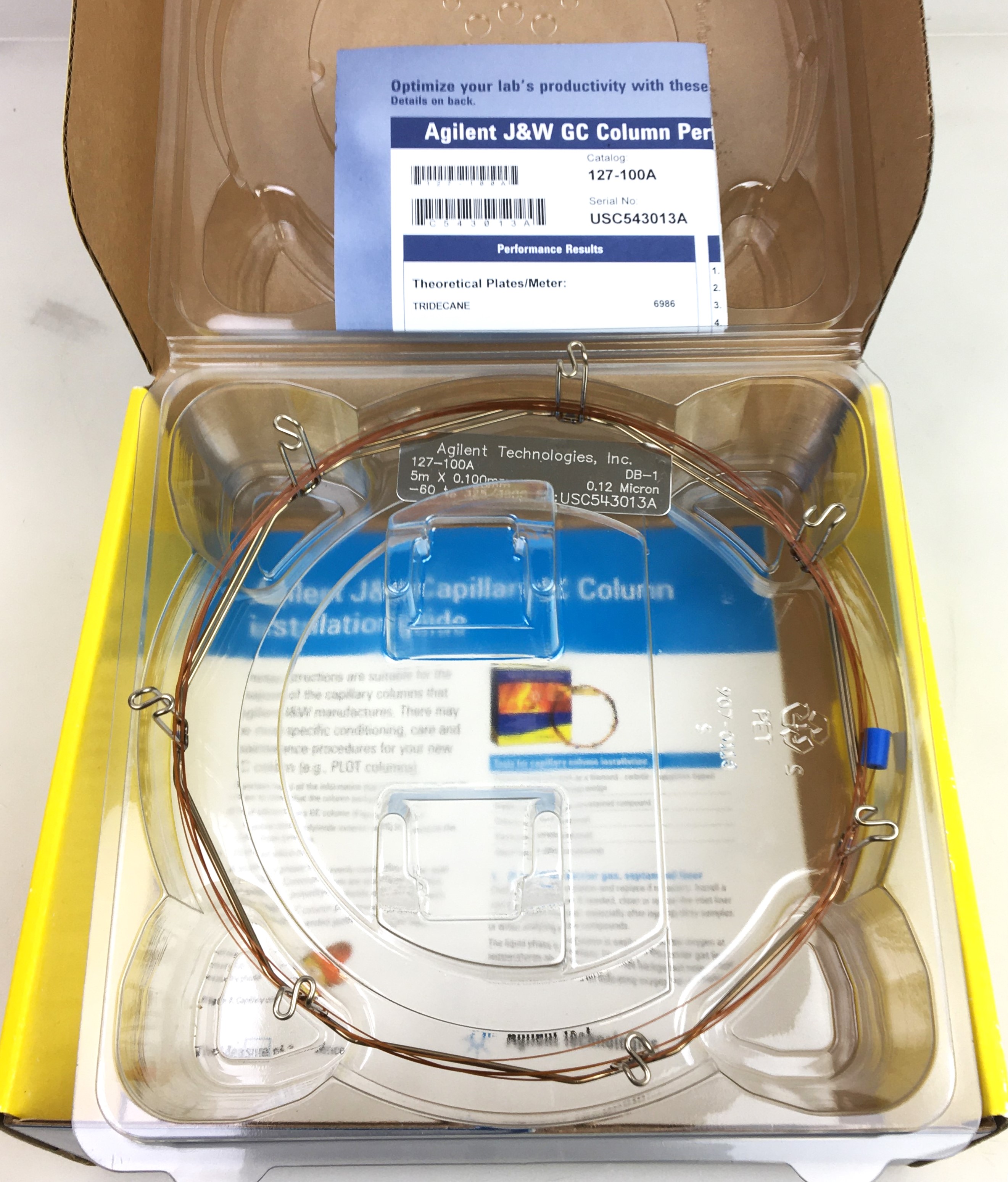 Used Agilent DB-1 (127-100A) Capillary Column (5M × 0.10mm x 0.12µm)