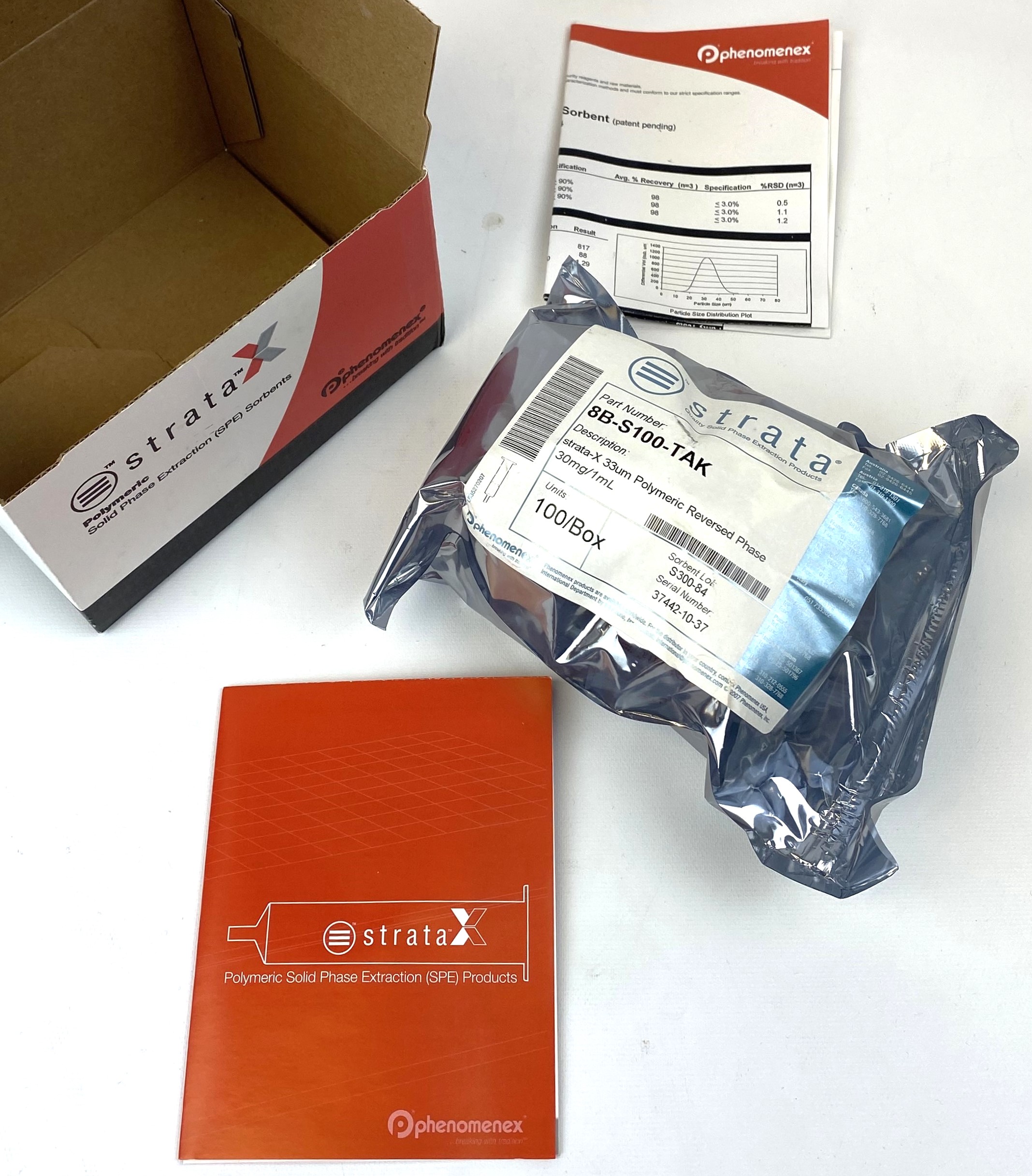 New Open Box Phenomenex Strata-X (8B-S100-TAK) 33µm Polymeric SPE Sorbent (100/Pack)