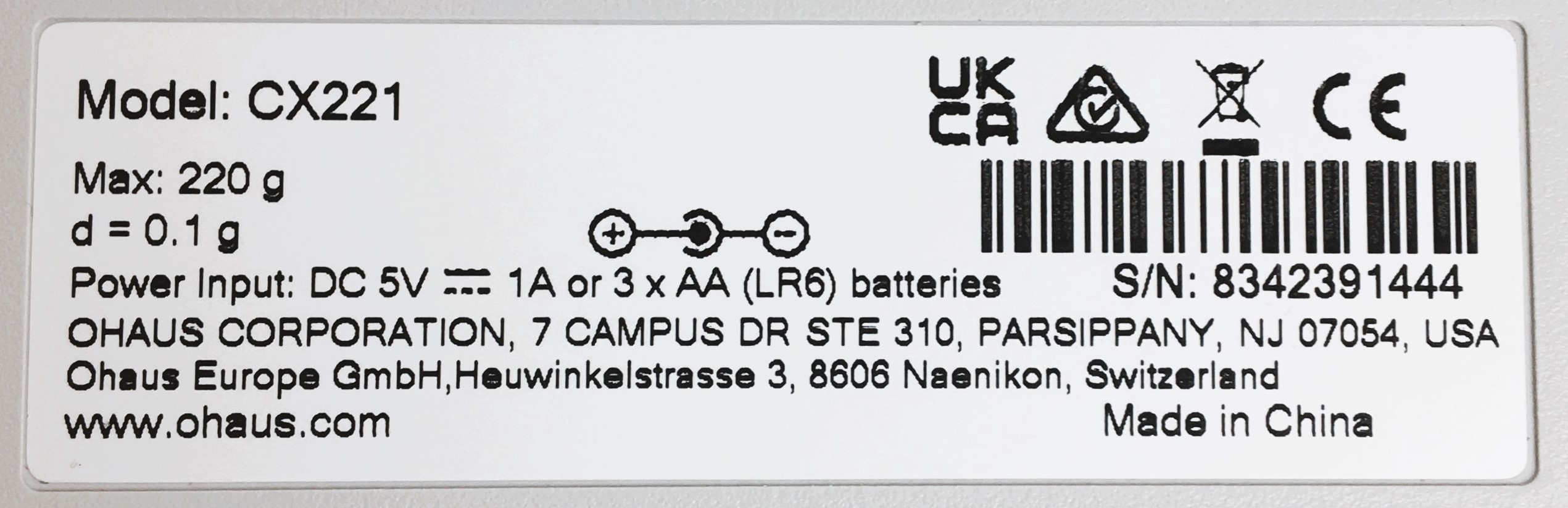 New Open Box Ohaus Compass CX221 Portable Balance (220g x 0.1g)