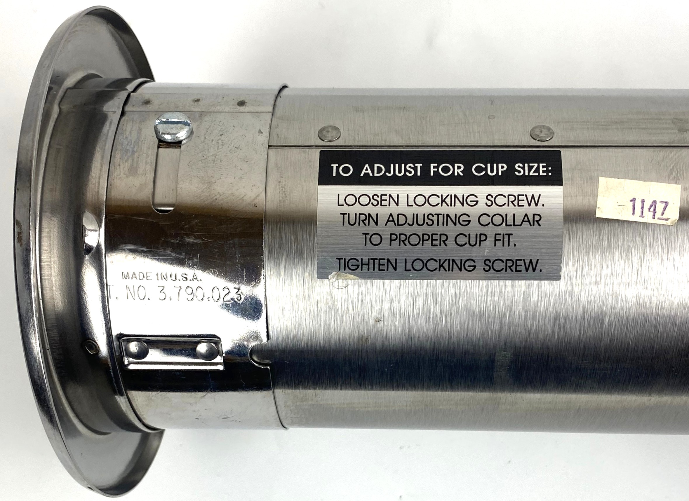 New Open Box Dispense-Rite ADJ-2S Stainless Steel In-Counter Cup Dispenser