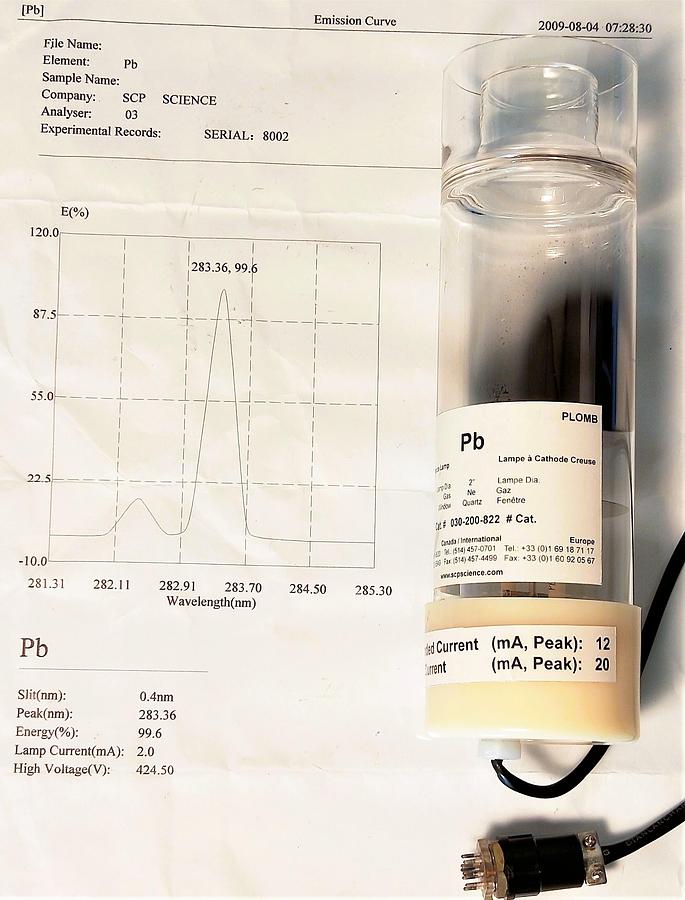 Used SCP Science 030-200-822 Lead (Pb) AA Lamp