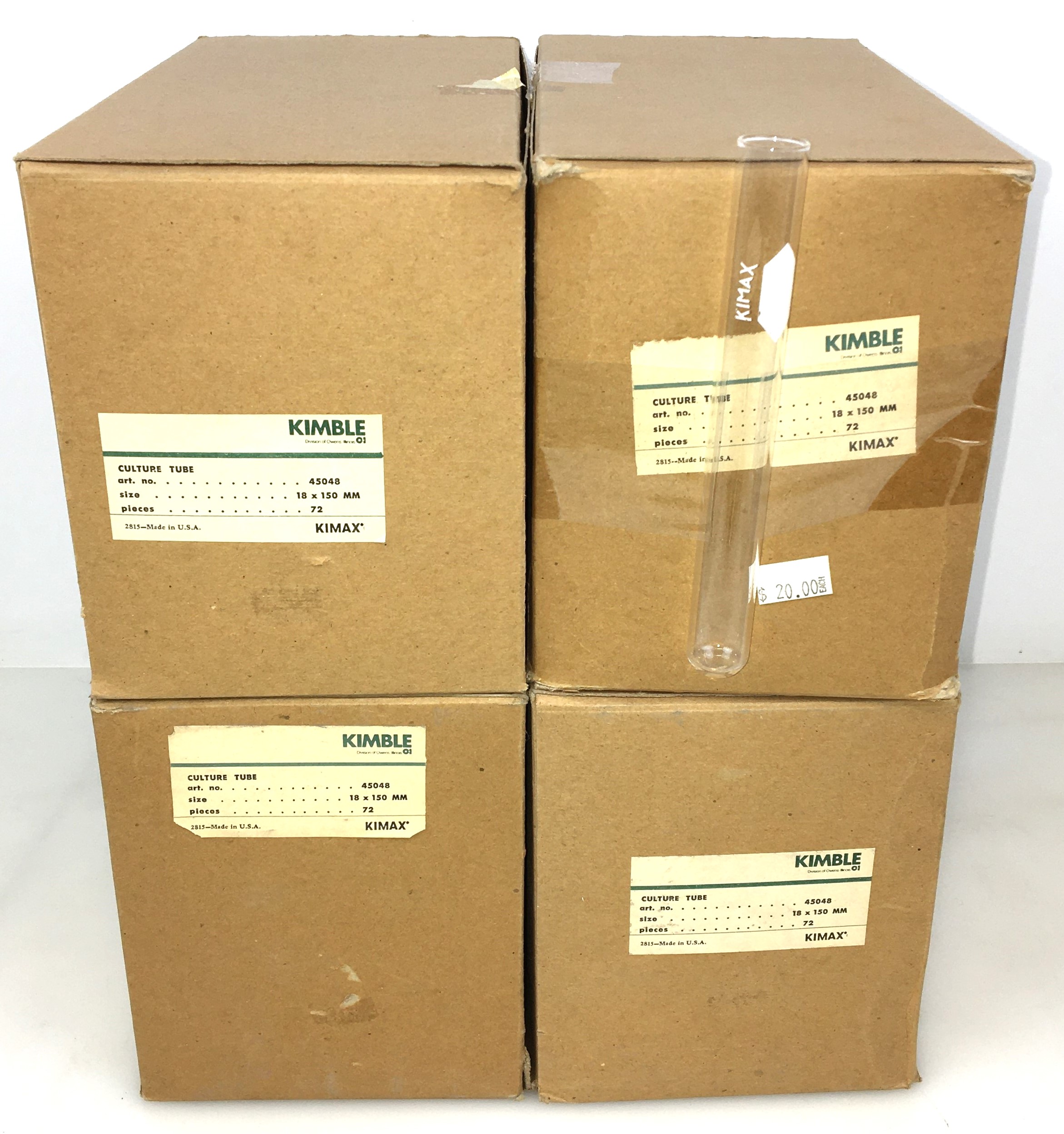 Used Kimble 45048-18150 Culture Tubes - 18 x 150mm (Lot of 184)