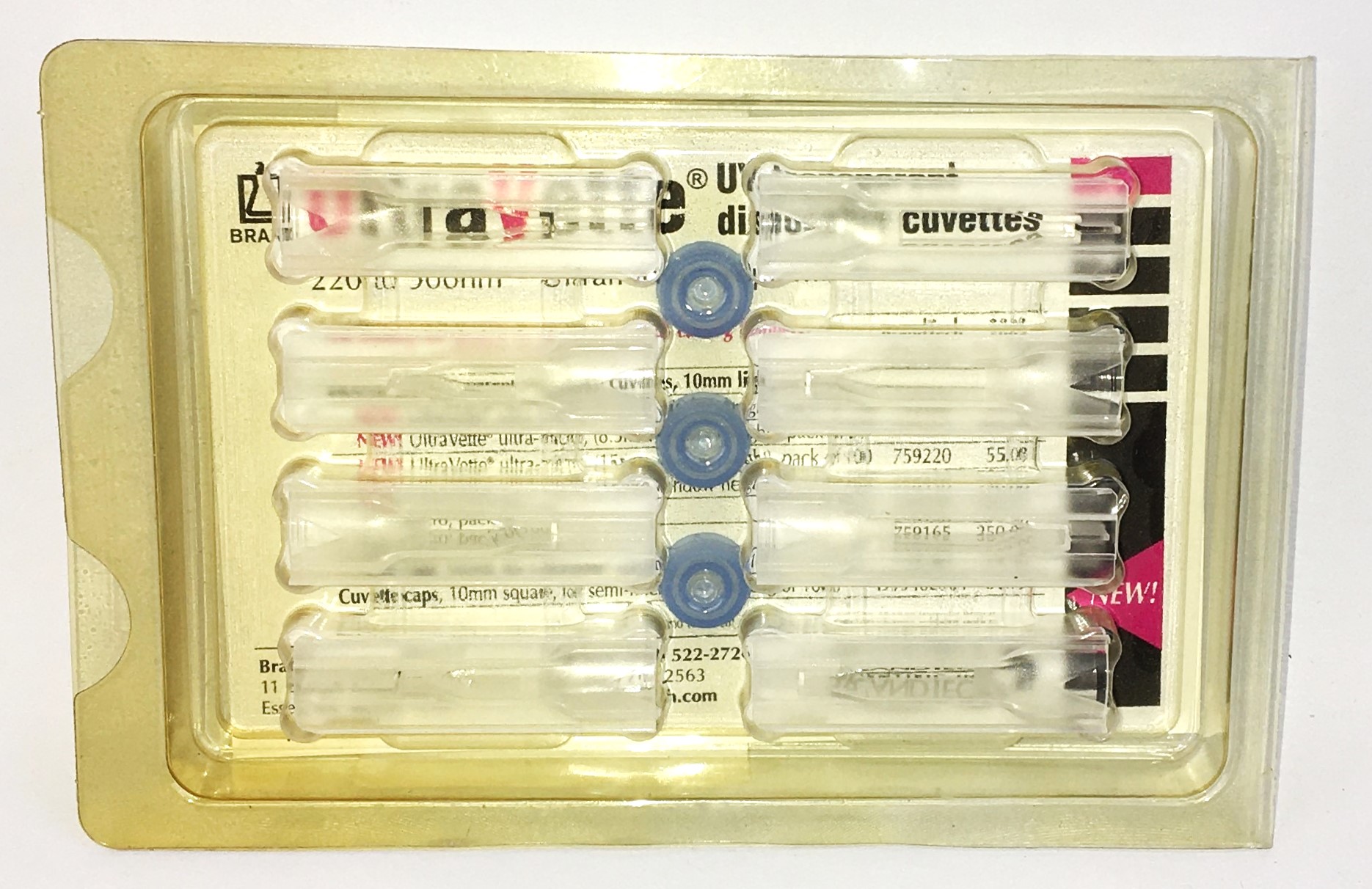 New Open Box BrandTech UltraVette Ultramicro Disposable Cuvette (Pack of 8)