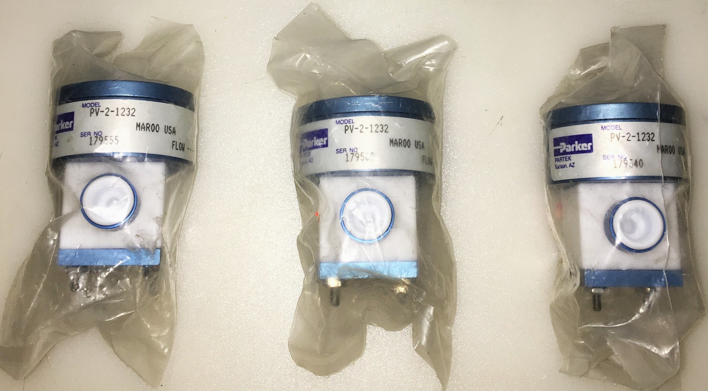 New Open Box Parker Partek PV-2-1232 Miniature High Purity 2-Way Pneumatic ¼” Diaphragm Valve