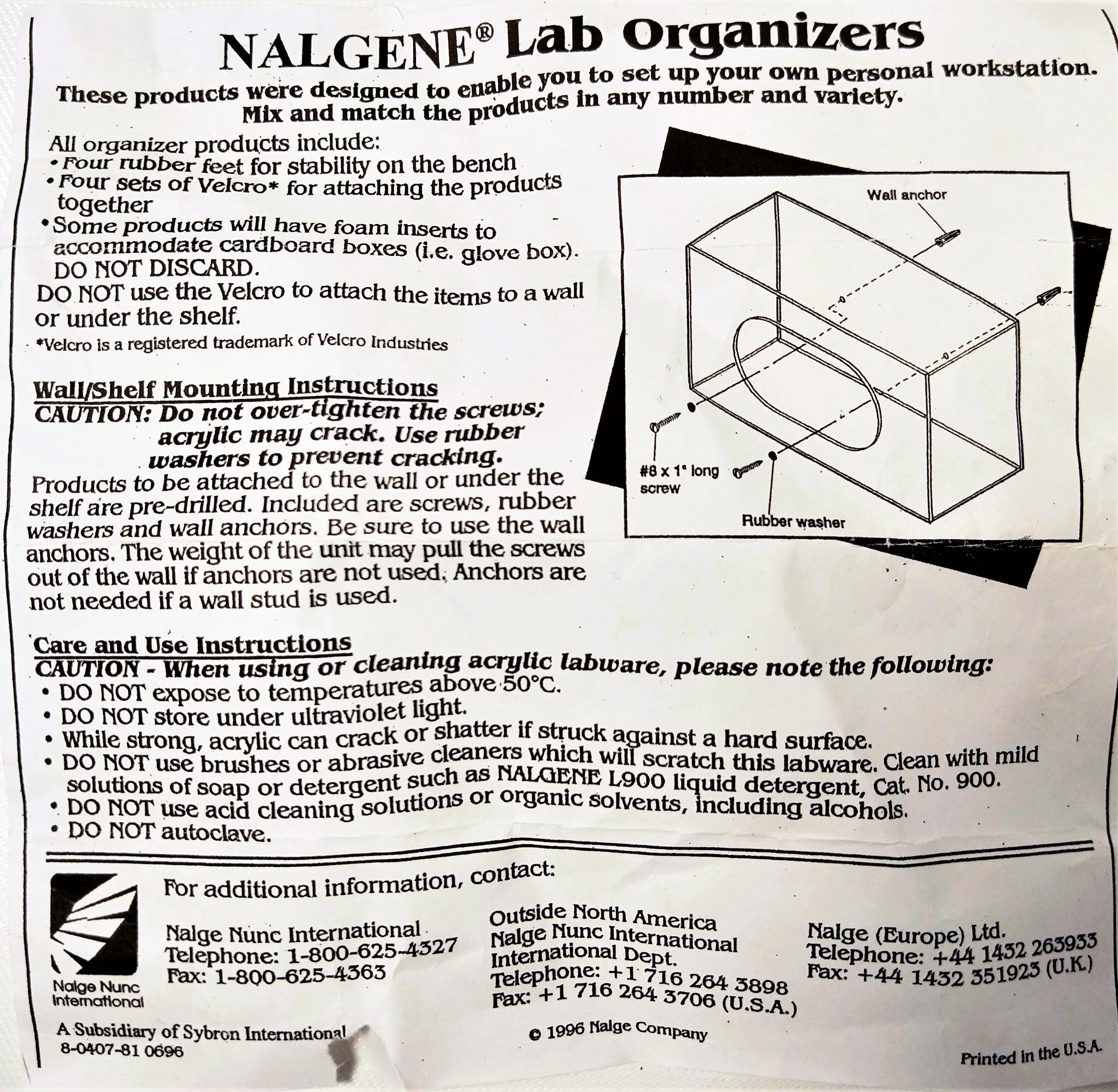 New Open Box Nalgene 5810-0002 Pipet Box Holder