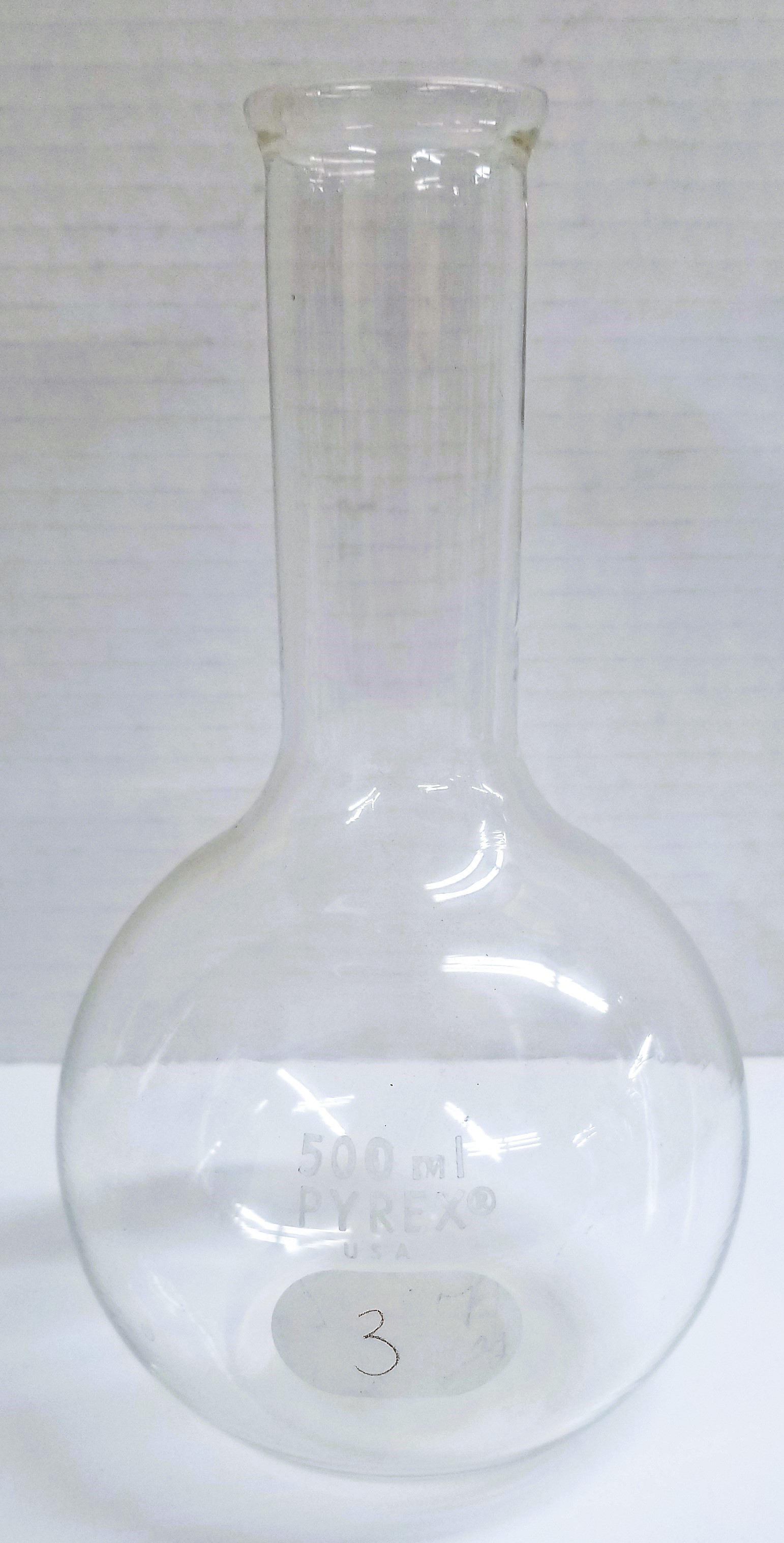 Used Corning PYREX 4060-500 Florence Flat-Bottom Flask - 500mL