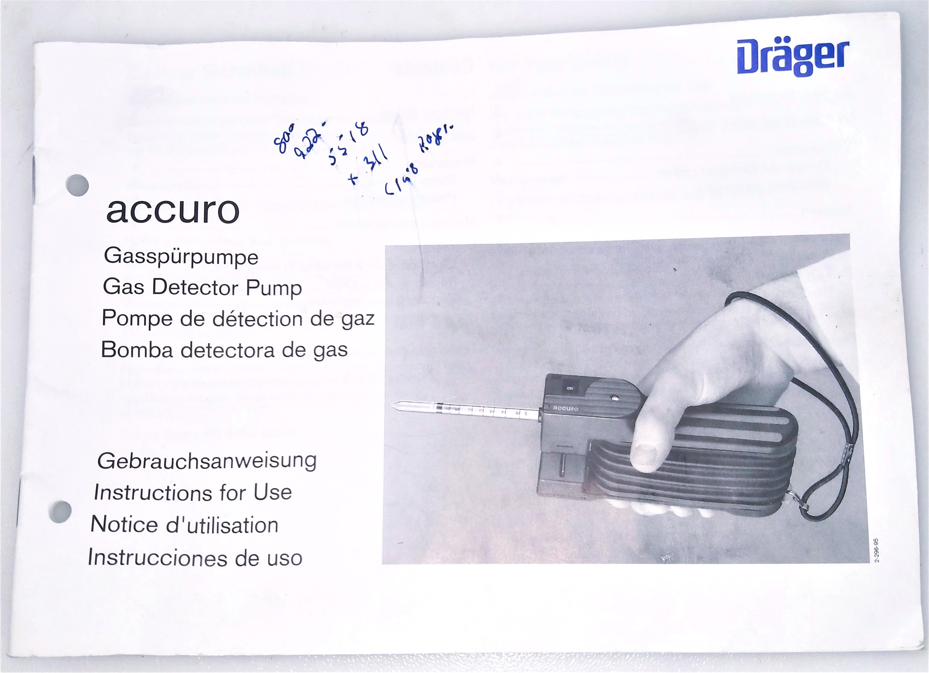 Used Drager Accuro Multi-Gas Detector Pump with Case and Spares