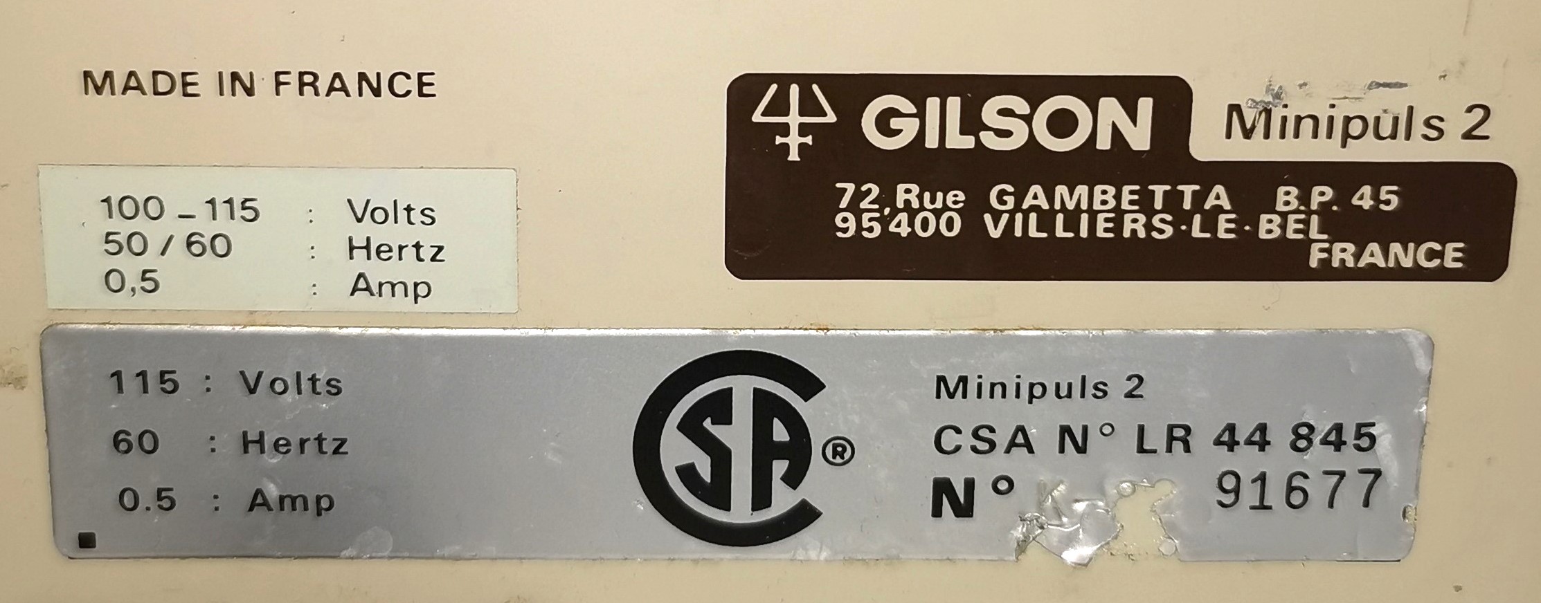 Used Gilson Minipuls 2 Peristaltic Pump