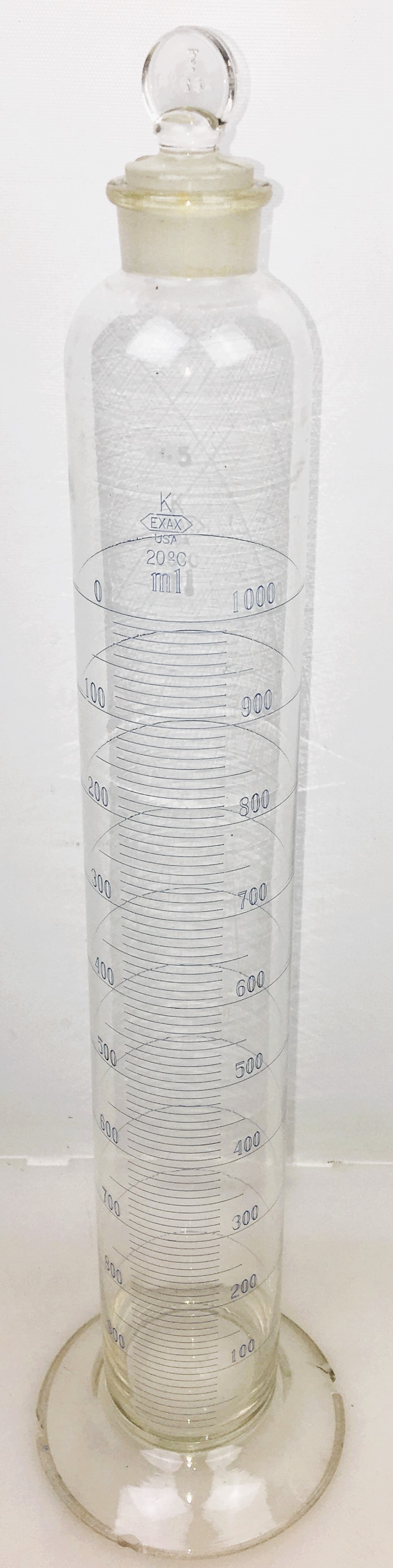 Used Corning PYREX 2982-1L (Exax) Single Metric Scale Mixing Cylinder, Class B - 1000mL