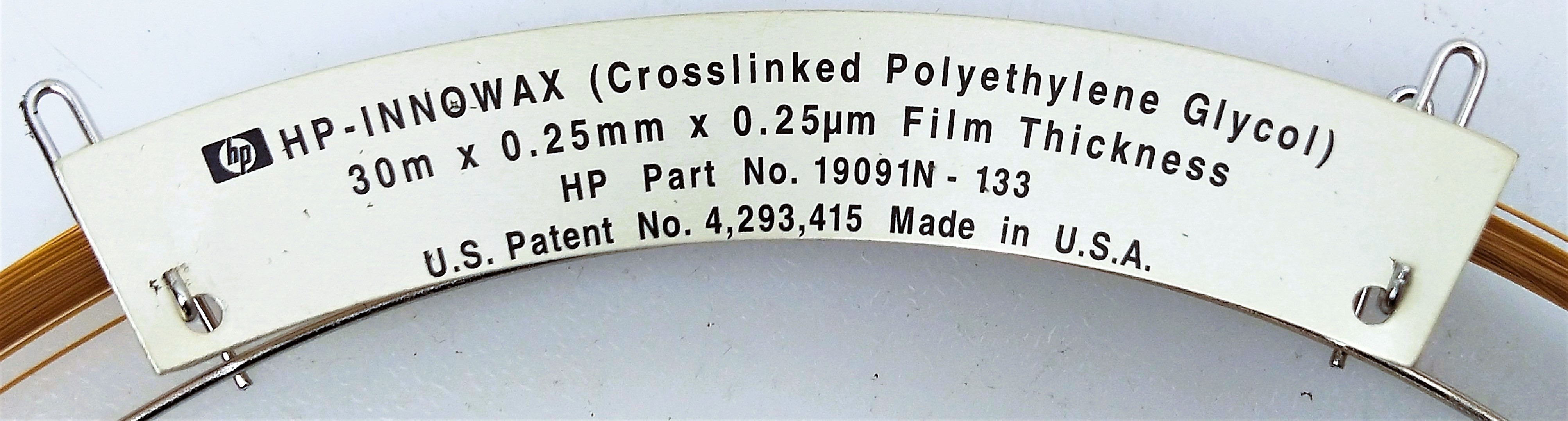 Used Hewlett Packard HP-INNOWax (19019N-133) Capillary Column (30M x 0.25mm x 0.25µm)