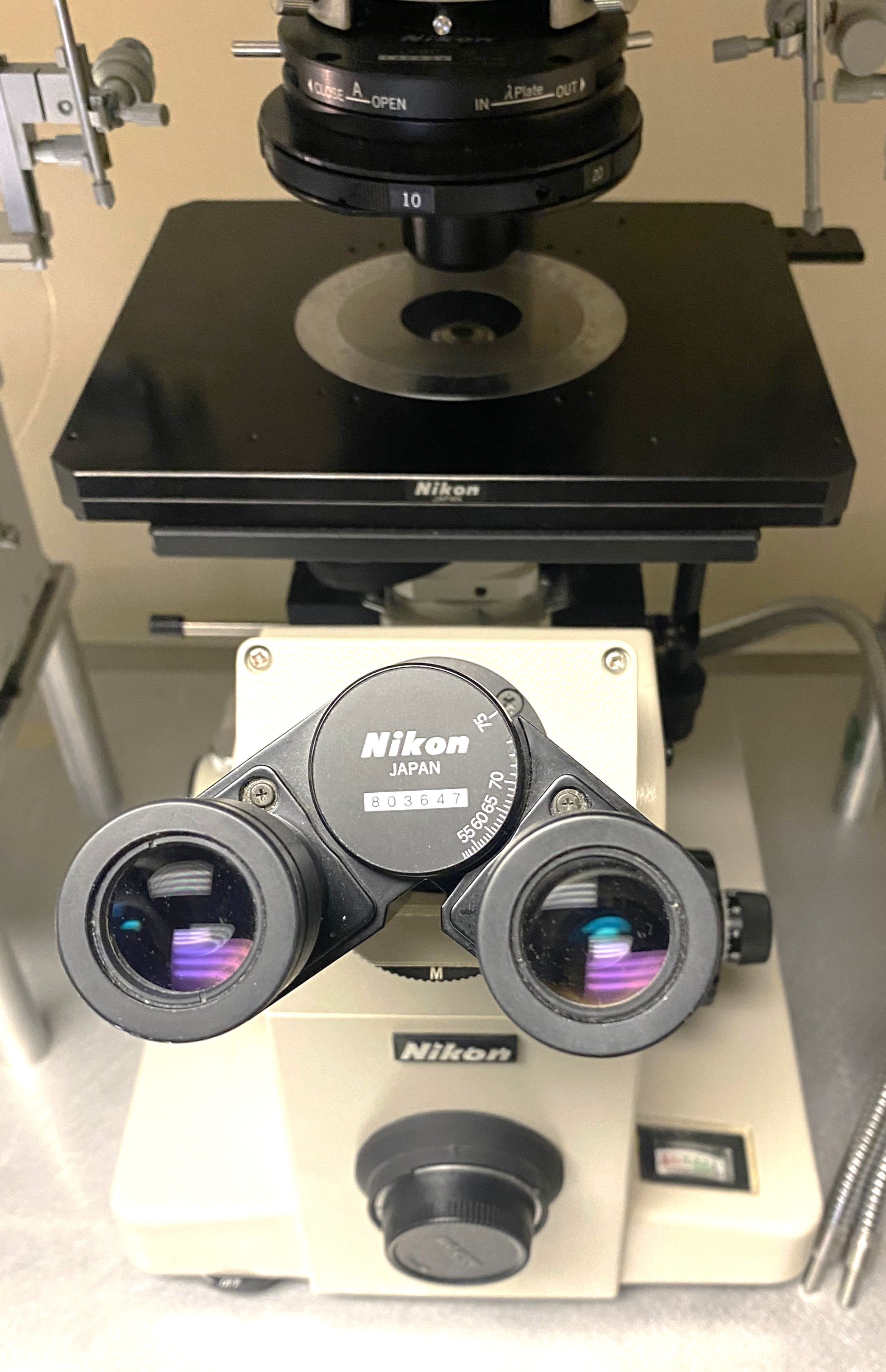 Used Nikon Diaphot TMD Inverted, Phase-Contrast Microscope with Micromanipulators