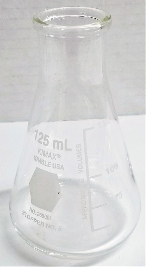 Used Corning PYREX 4980 (or Equivalent) Narrow-Mouth 125mL Erlenmeyer Flask