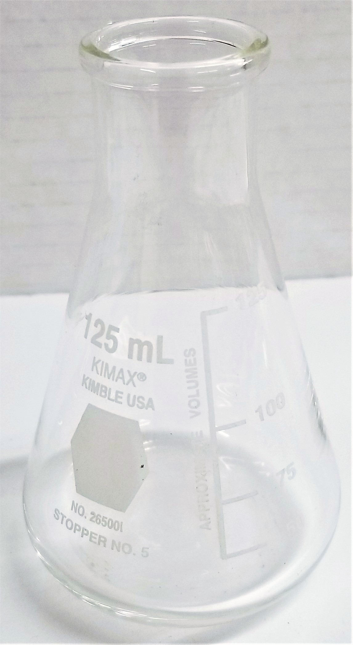 Used Corning PYREX 4980 (or Equivalent) Narrow-Mouth 125mL Erlenmeyer Flask