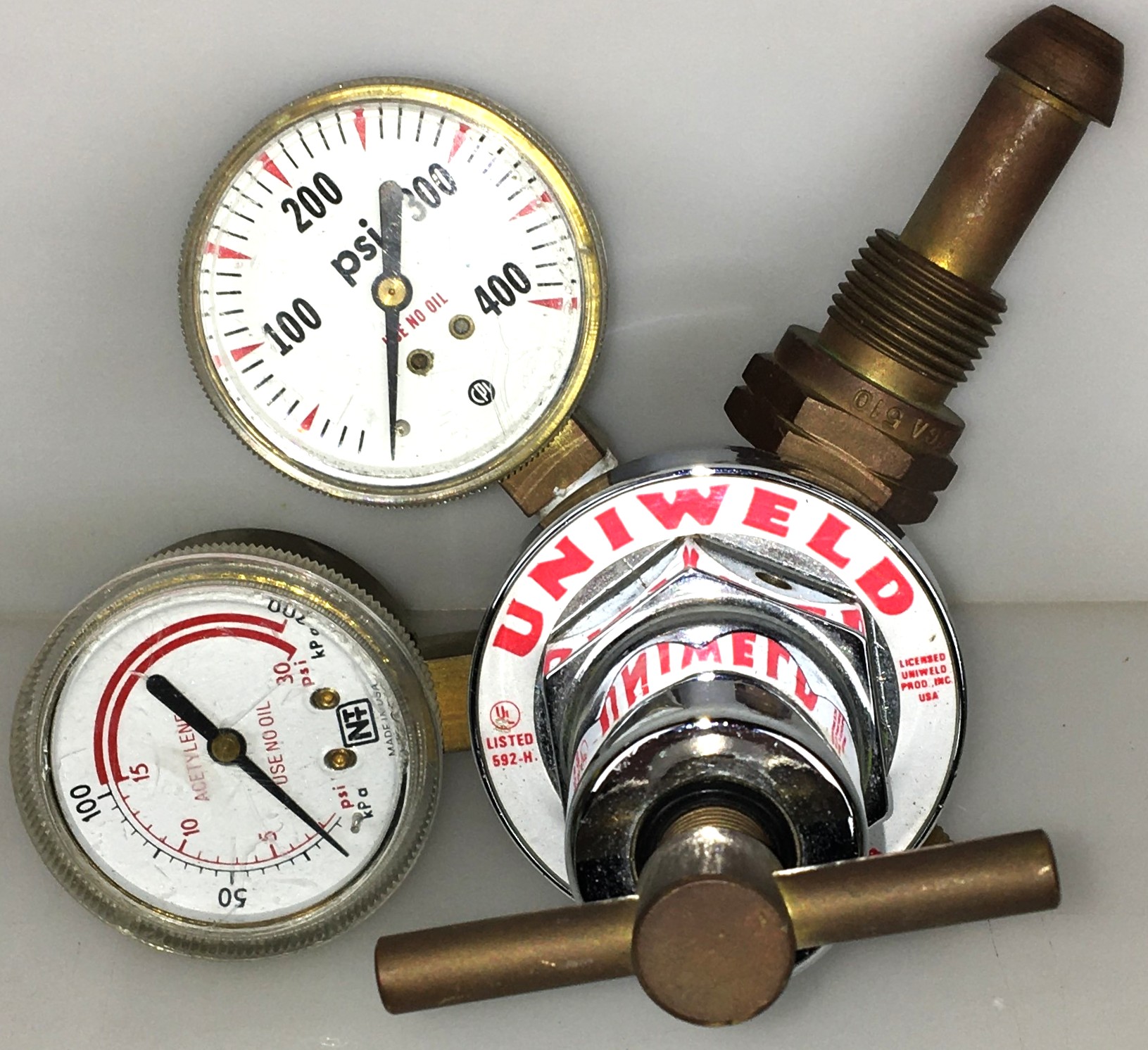 Used Uniweld 592H Brass Acetylene Regulator (CGA 510)