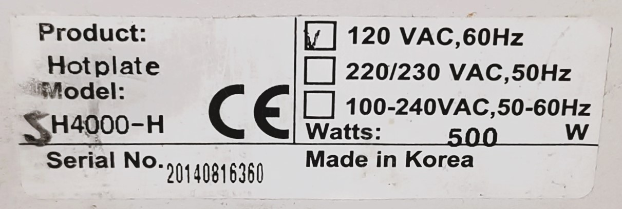 Used Southwest Science H-4000H Hot Plate (7" x 7" Plate)