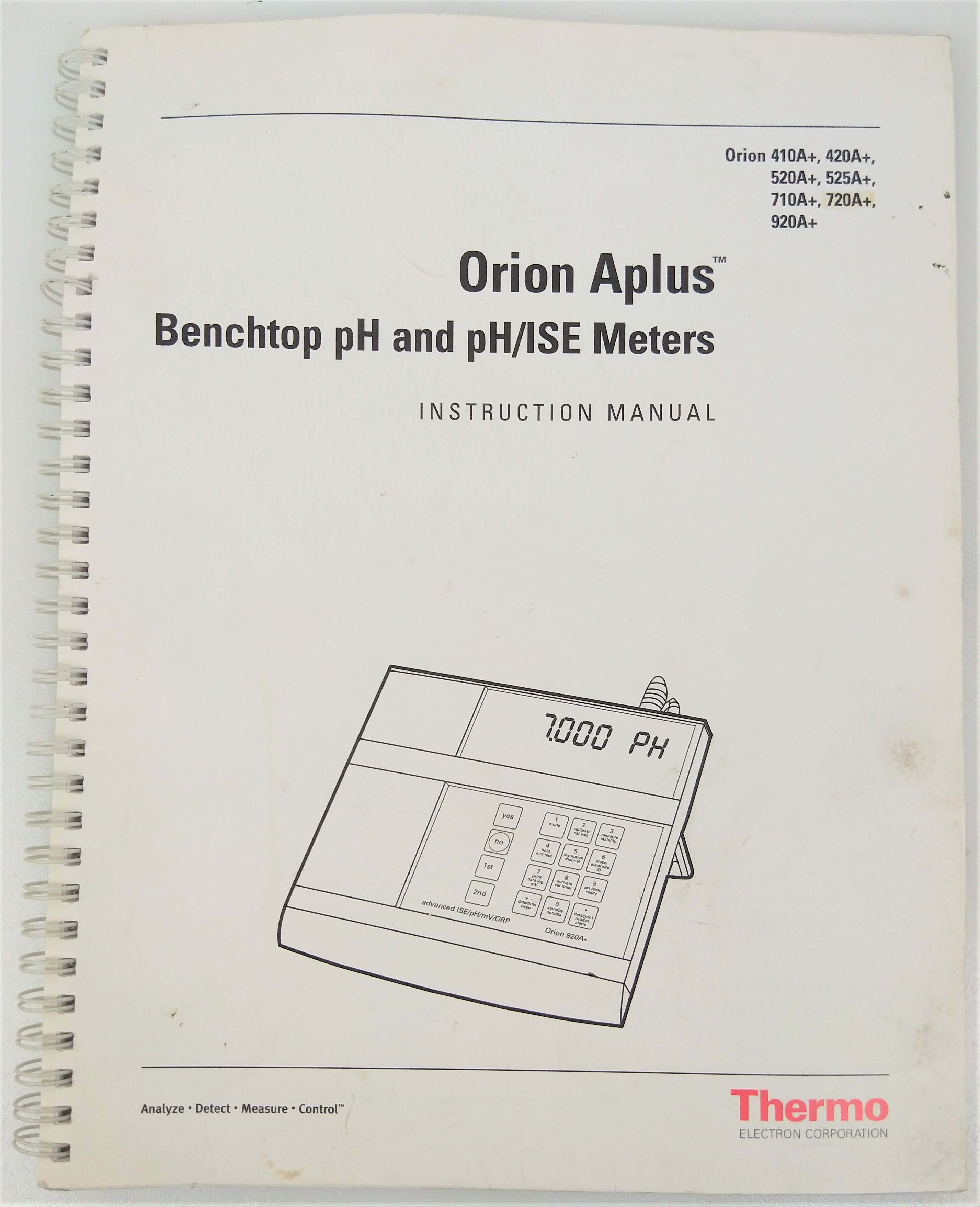 Used Thermo Orion 720A+ pH-ISE-ORP Meter with Electrode and Support Stand