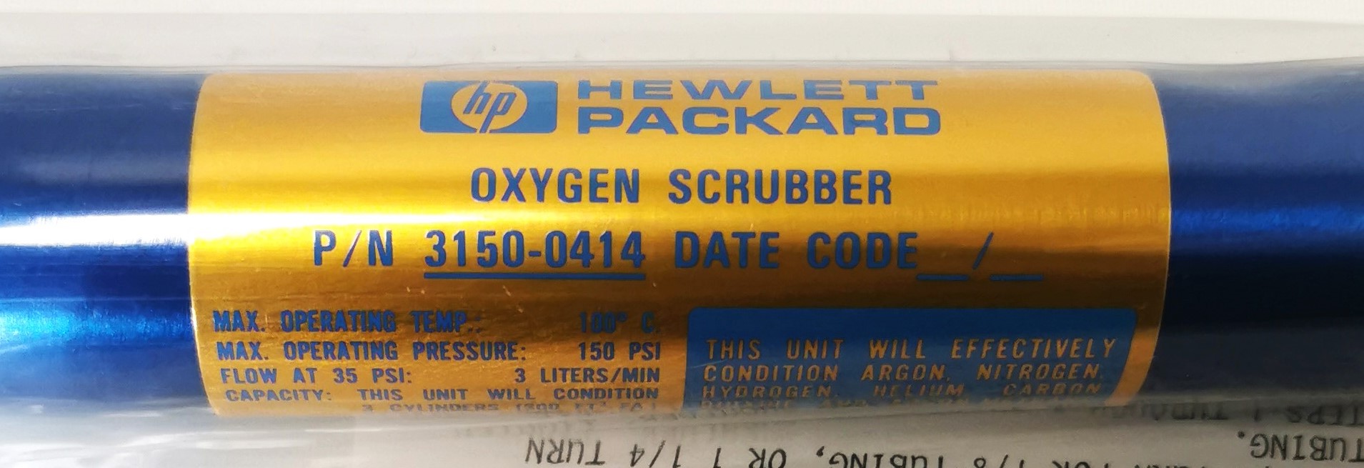 New Open Box Hewlett Packard 3150-0414 Oxygen Scrubber