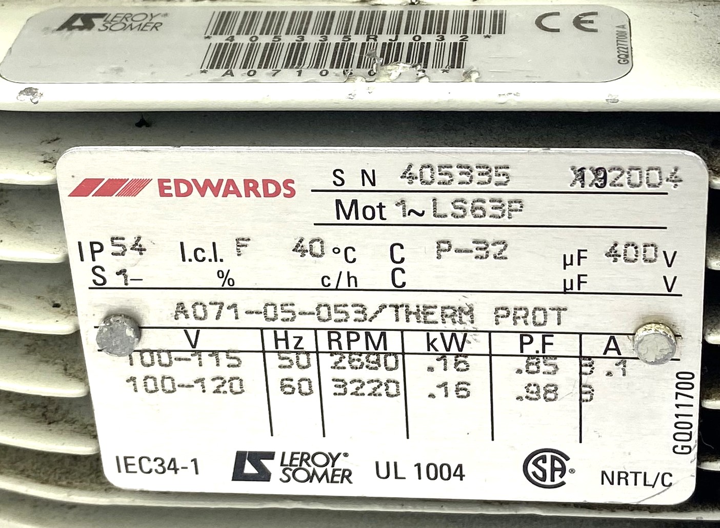 Used Edwards E2M1.5 (Agilent G1099-80023) Rotary Vacuum Pump (1.2cfm)