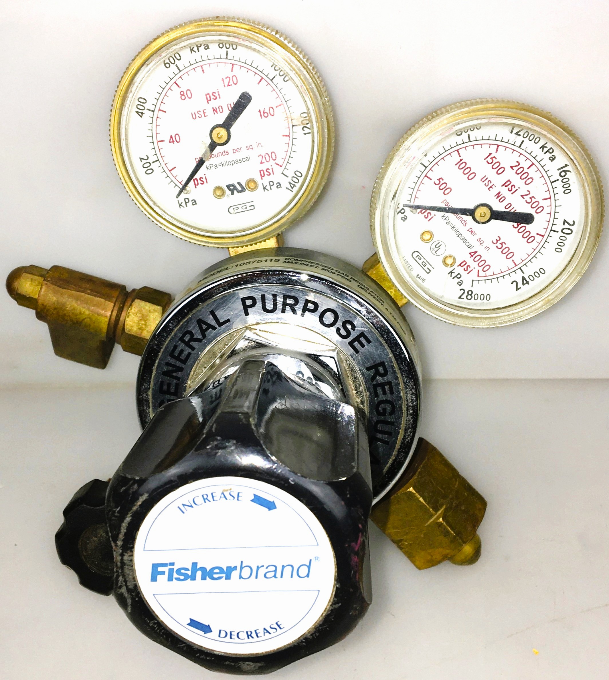 Used Fisherbrand 10-575-115 Brass Pressure Regulator (CGA 350)