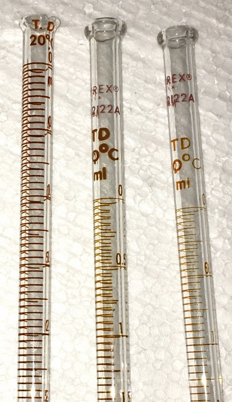 Used Corning PYREX 2122A (and Equivalent) Class B 10mL Dispensing MicroBuret