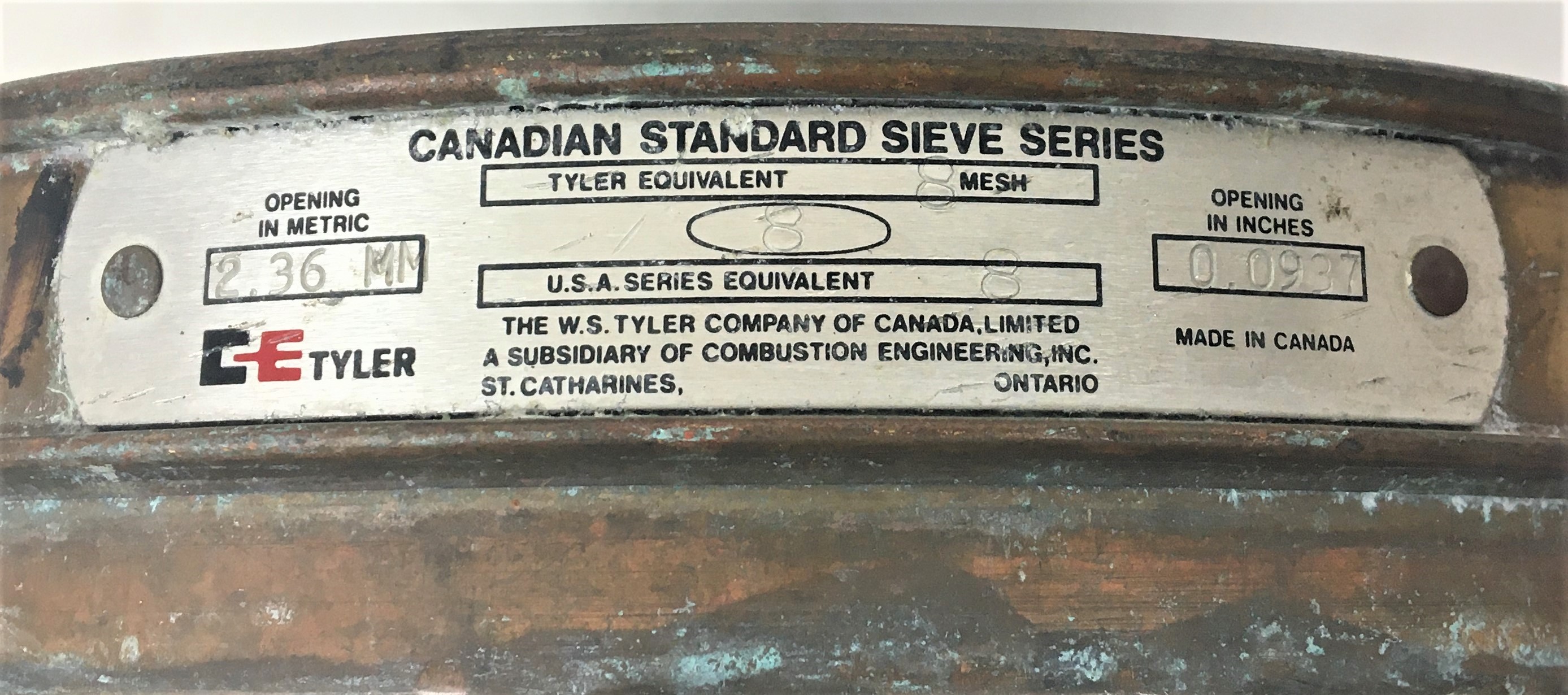 Used Tyler #8 Brass 8" Half-Height Sieve (2.36mm)