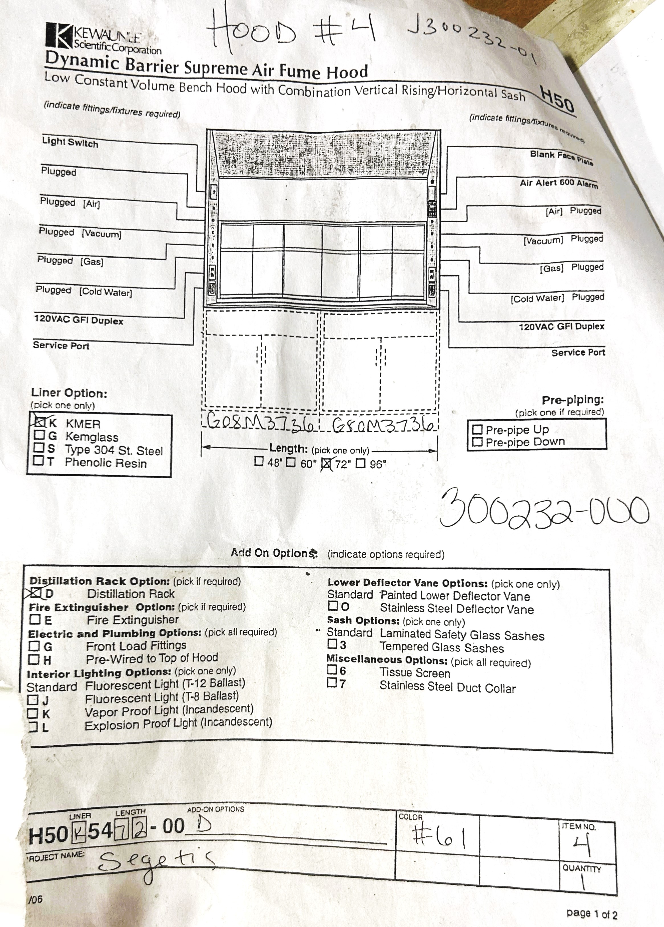 New Open Box Kewaunee Supreme Air H50 6-Ft Fume Hood with Racking and Base Cabinets