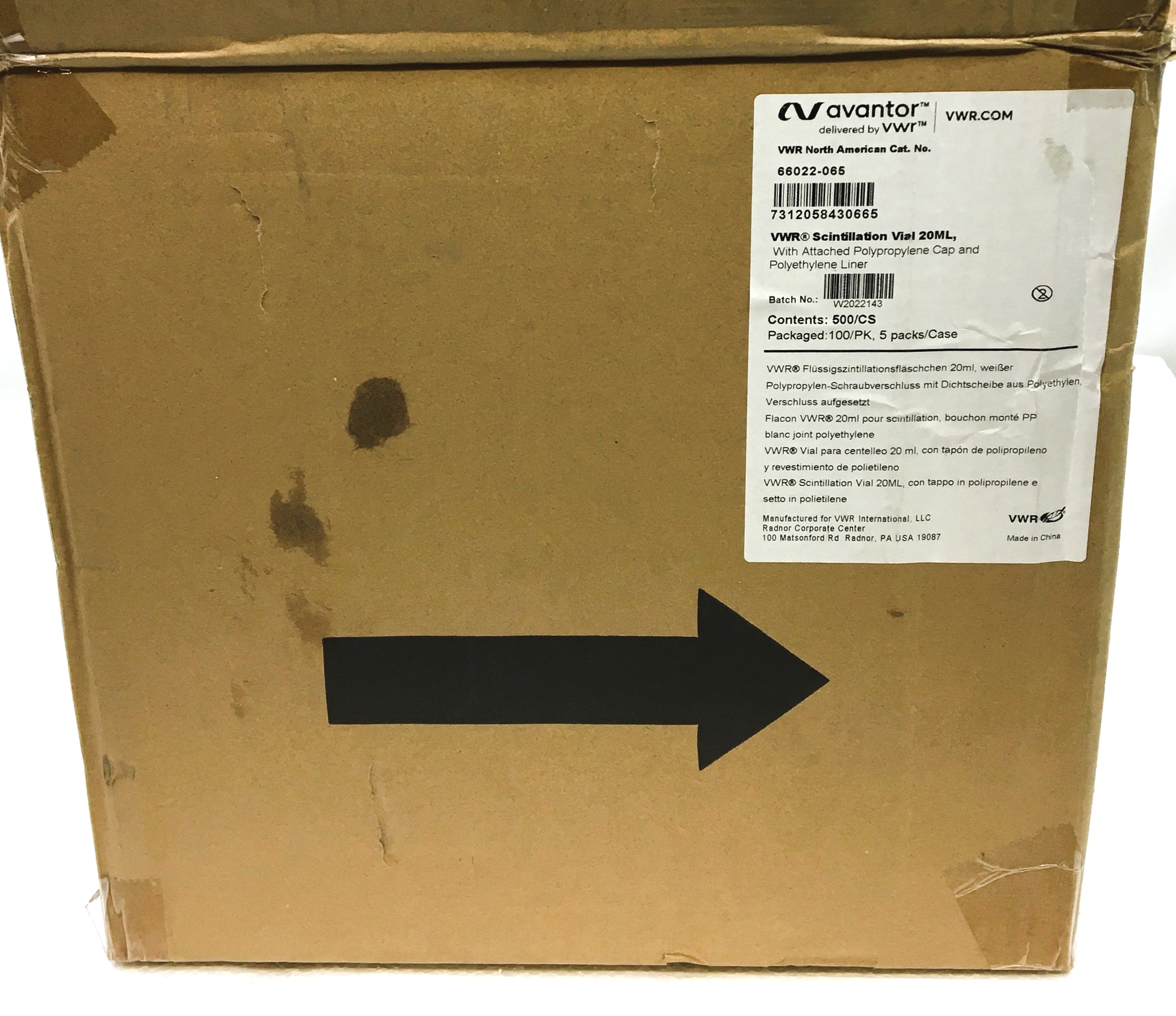 New VWR 66022-065 Scintillation Vial with Cap - 20mL (Box of 500)