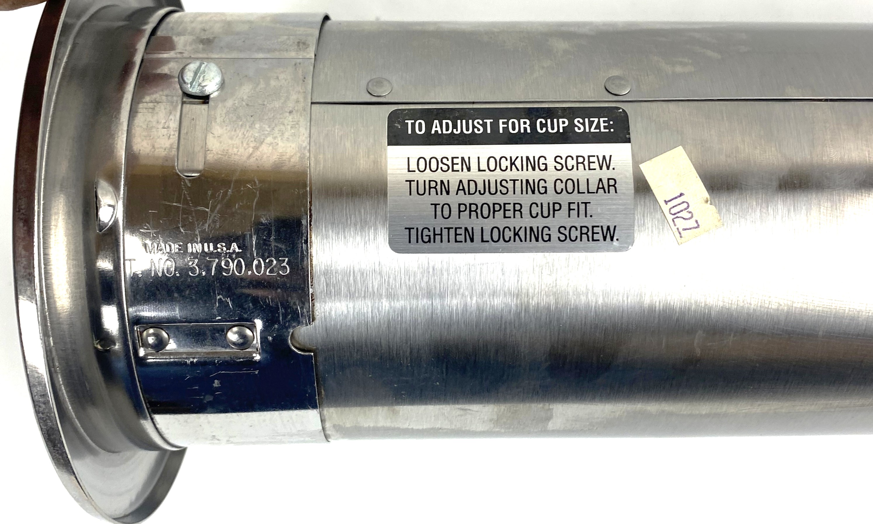 New Open Box Dispense-Rite ADJ-2S Stainless Steel In-Counter Cup Dispenser