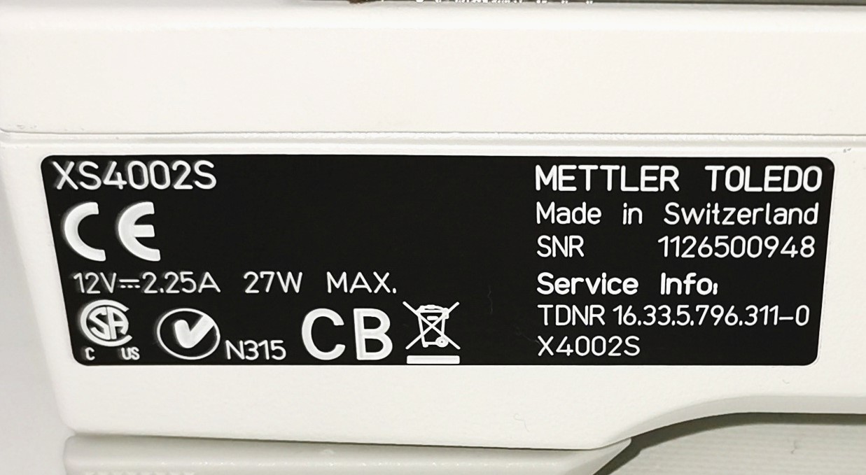 Used Mettler Toledo Excellence XS4002S FACT Top-Loading Balance (4100g x 0.01g)