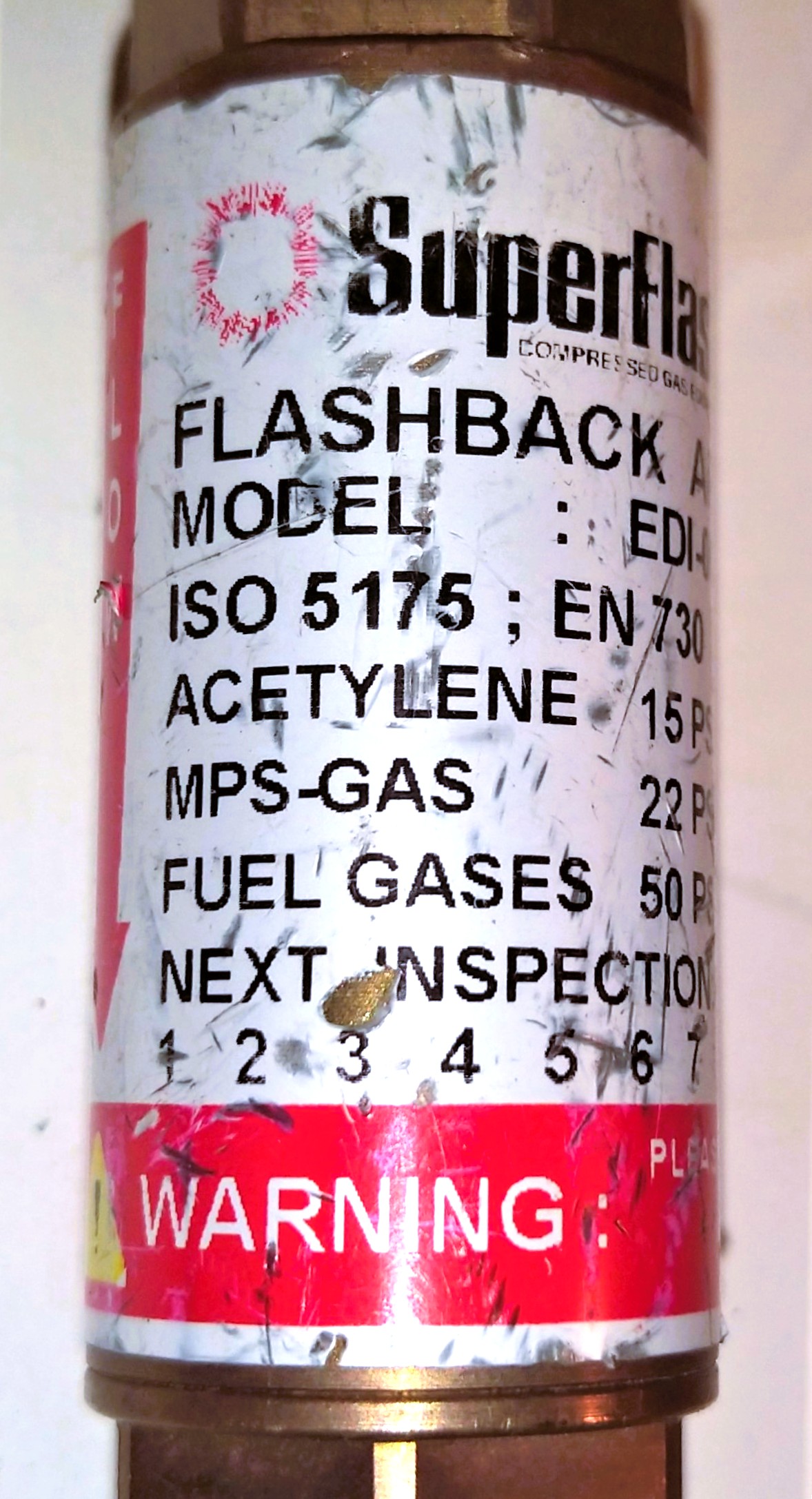 Used Fisherbrand 10-575-115 Regulator with EDI-004 Flash Arrestor (CGA 350)