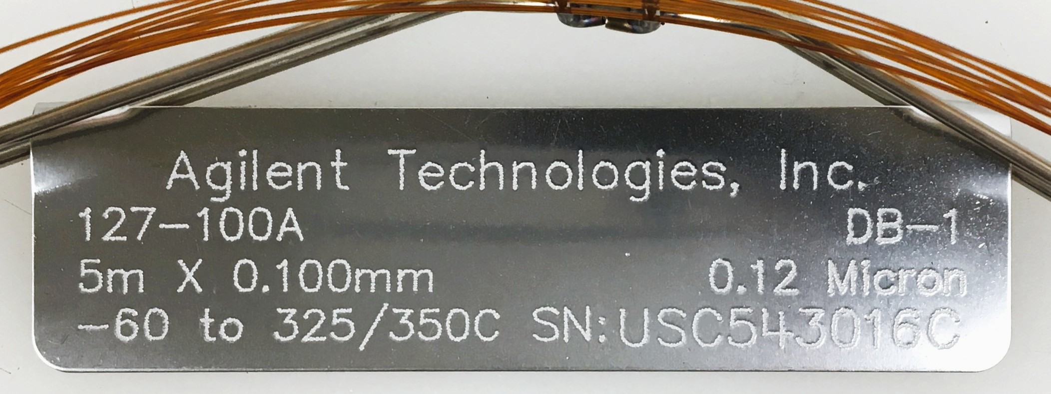 Used Agilent DB-1 (127-100A) Capillary Column (5M × 0.10mm x 0.12µm)