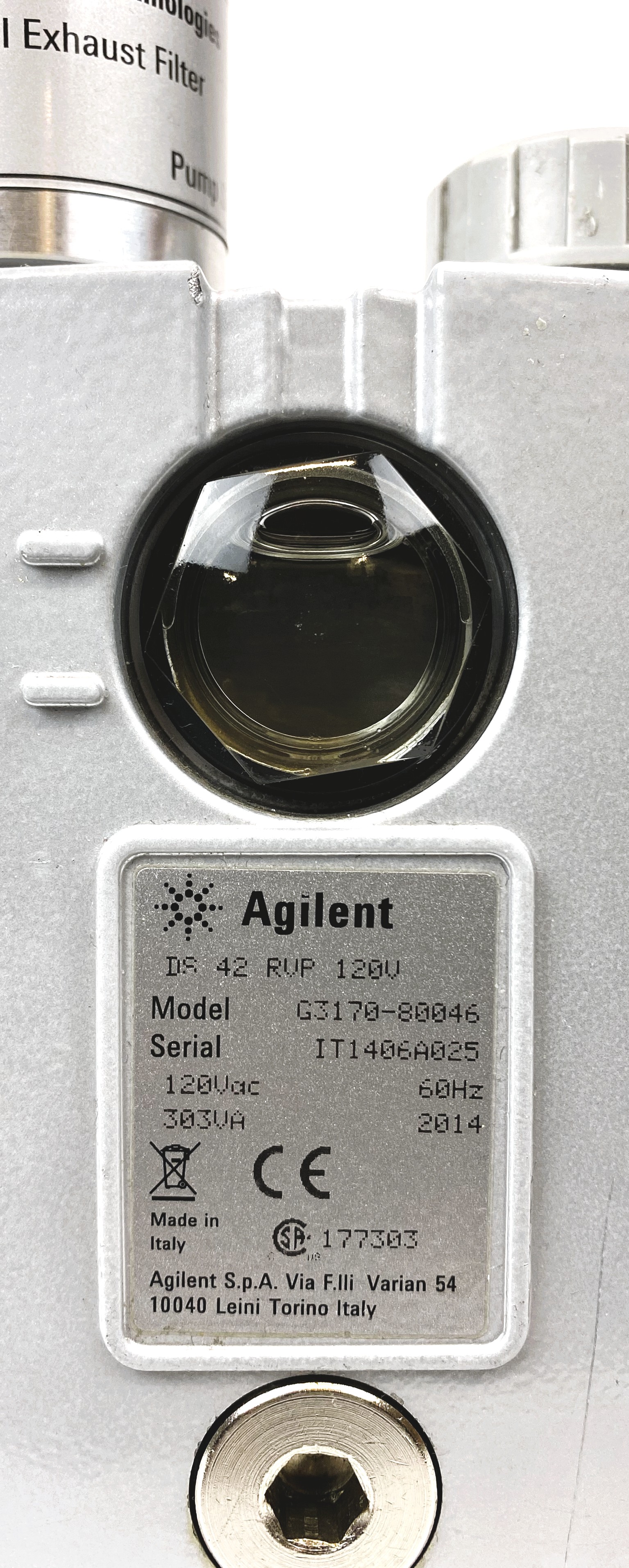Used Agilent DS 42 Rotary Vacuum Pump with Oil Exhaust Filter (1.2cfm)
