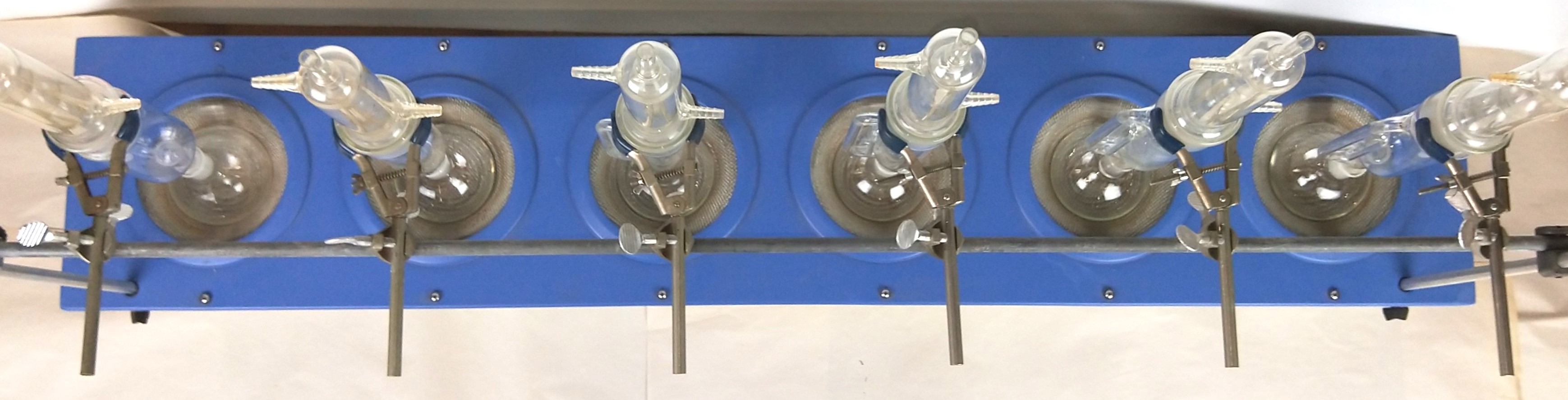 Used Electrothermal EME6 0500/CEBX1 Multi-Place Extraction Rack with Glassware