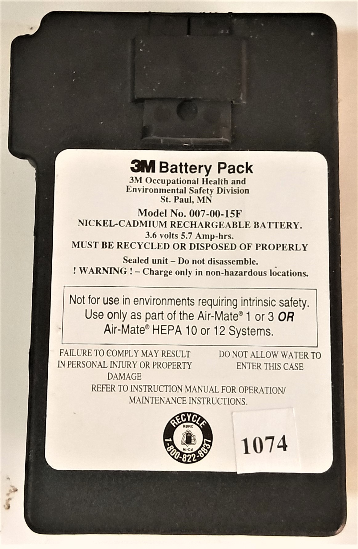 Used 3M Air-Mate HEPA Respirator (PAPR) Unit with Head Cover (Regular Size)
