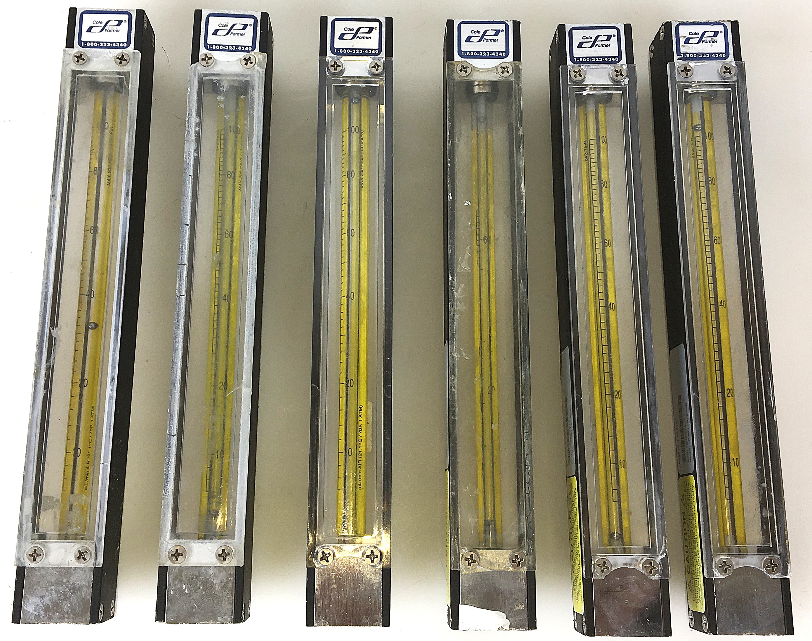 Used Cole-Parmer PMR1-010708 Variable Area Flow Meter (100mL/min)