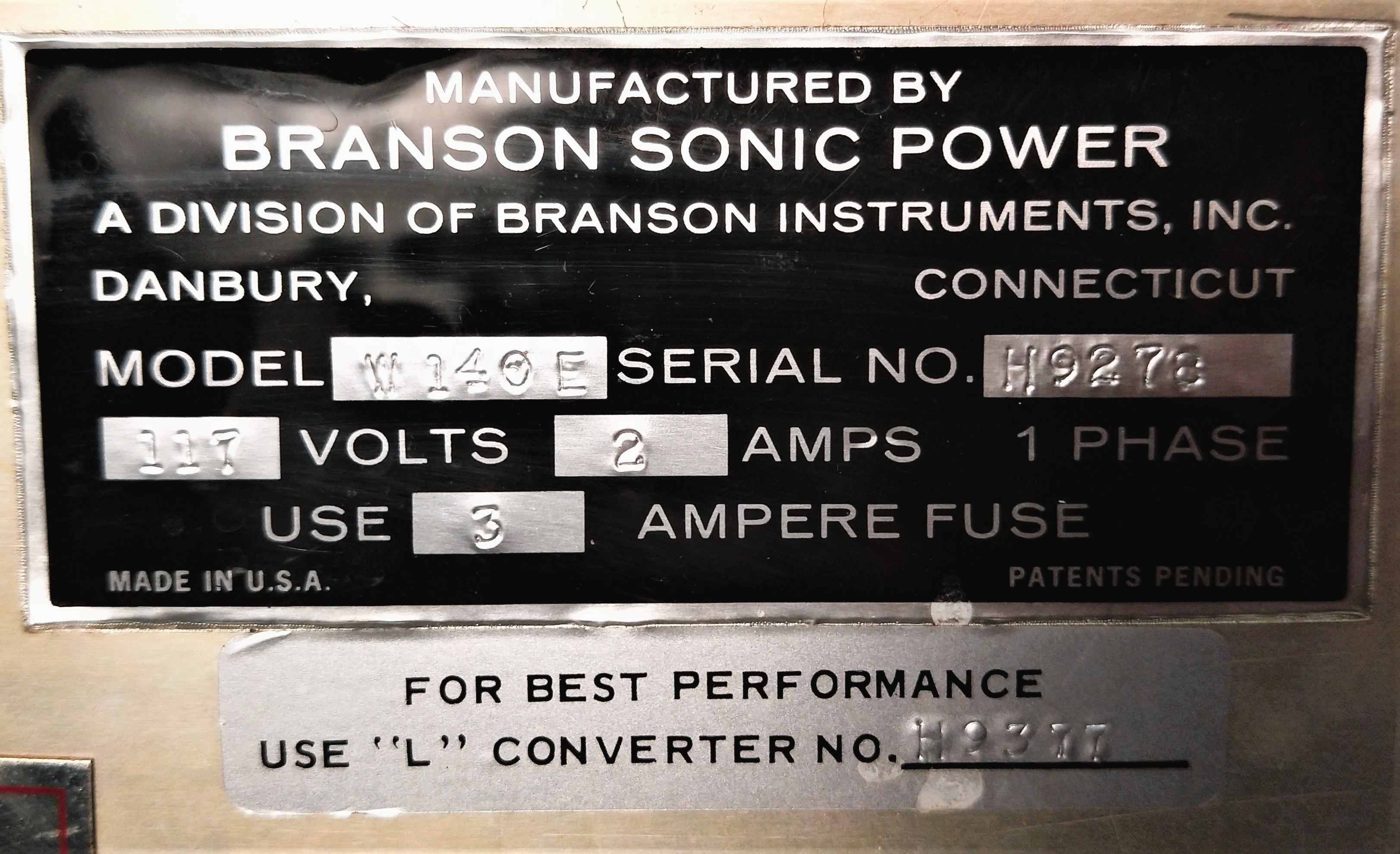 Used Branson Sonifier W140E Ultrasonic Cell Disrupter