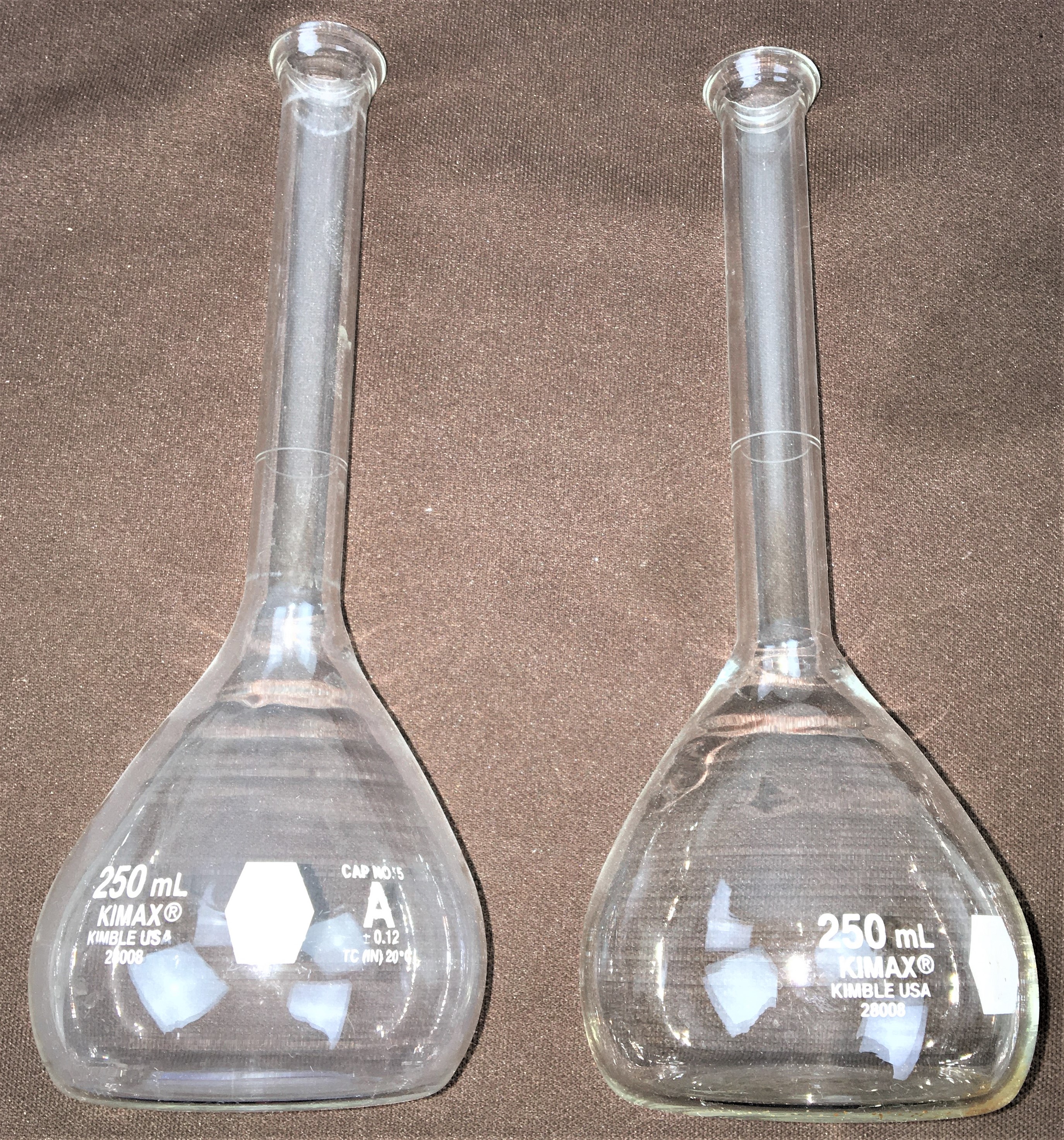 Used Corning/Kimble/Sibata 250mL Class A Volumetric Flask