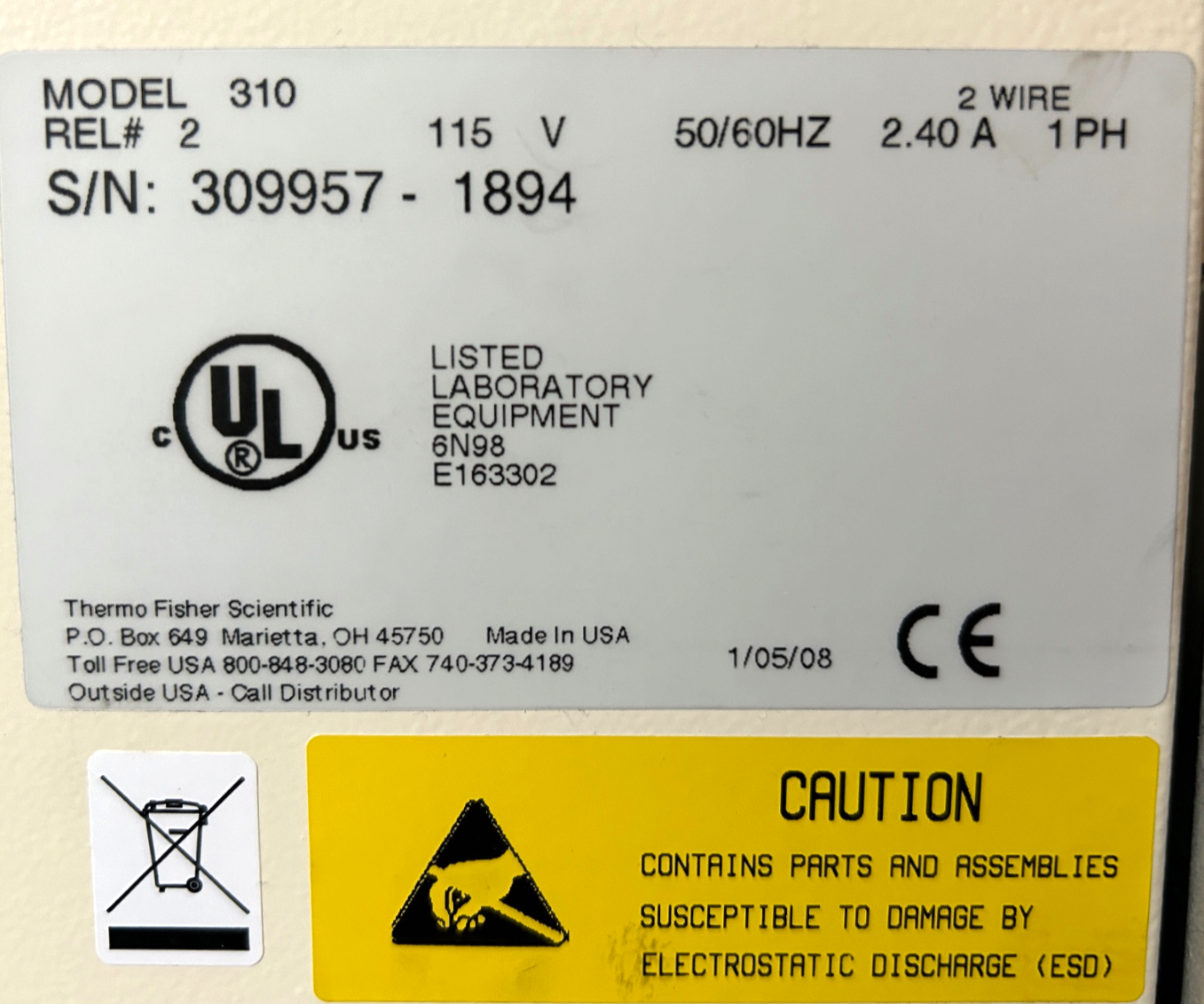 Used Thermo Forma 310 CO2 Incubator (6.5 Cu-Ft)