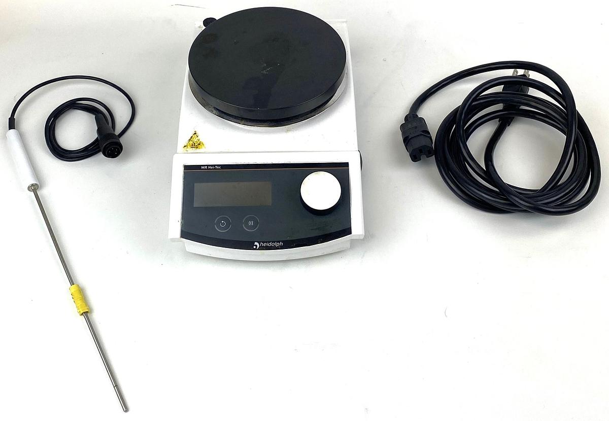 Used Heidolph MR Hei-Tec Stirring Hot Plate with Pt1000 Sensor (145mm Diam Plate)