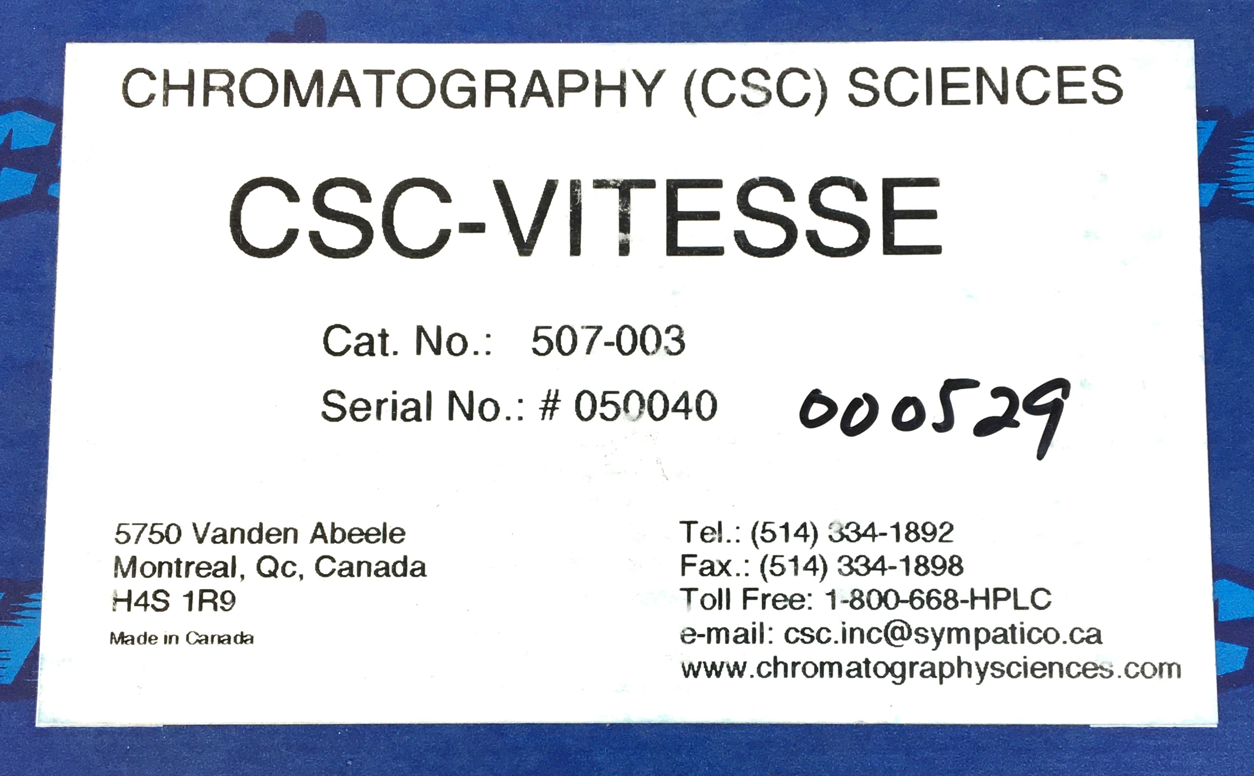 Used CSC-Vitesse 507-003 HPLC Guard Column (5 cm × 4.6 mm x 3µm)