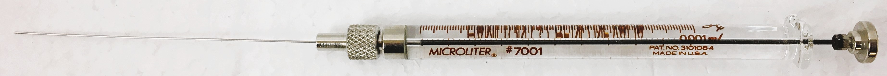 Used Hamilton 80100 Microliter (#7001N) 1μL Injection Syringe with Knurled Hub