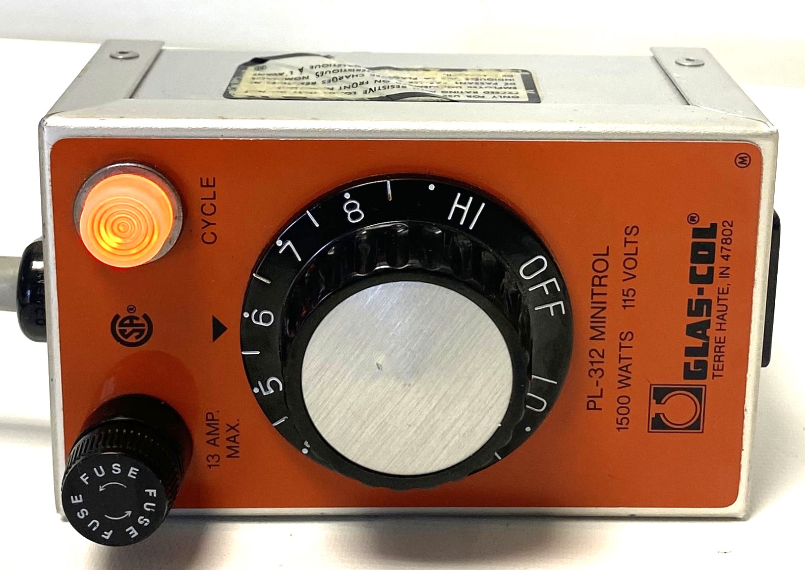 Used Glas-Col PL312 MiniTrol Temperature Controller