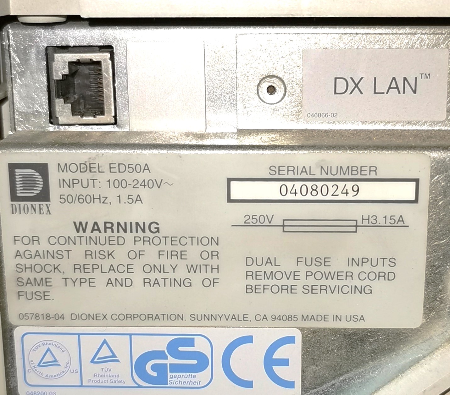 Used Dionex ED50 Electrochemical Detector with LC25 Chromatography Oven