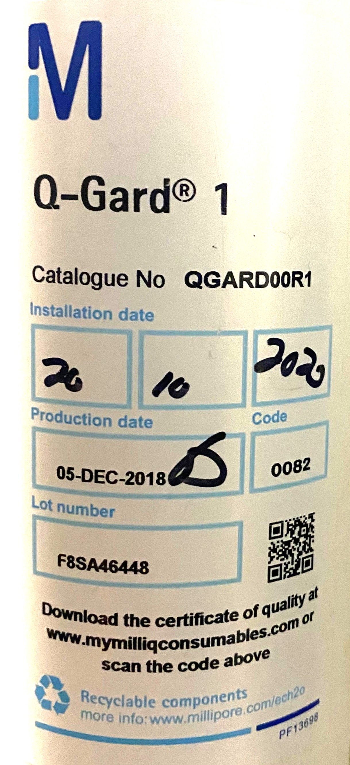 Used Millipore Milli-Q Gradient A10 Water Purifier with Q-Pod Dispenser and Footswitch