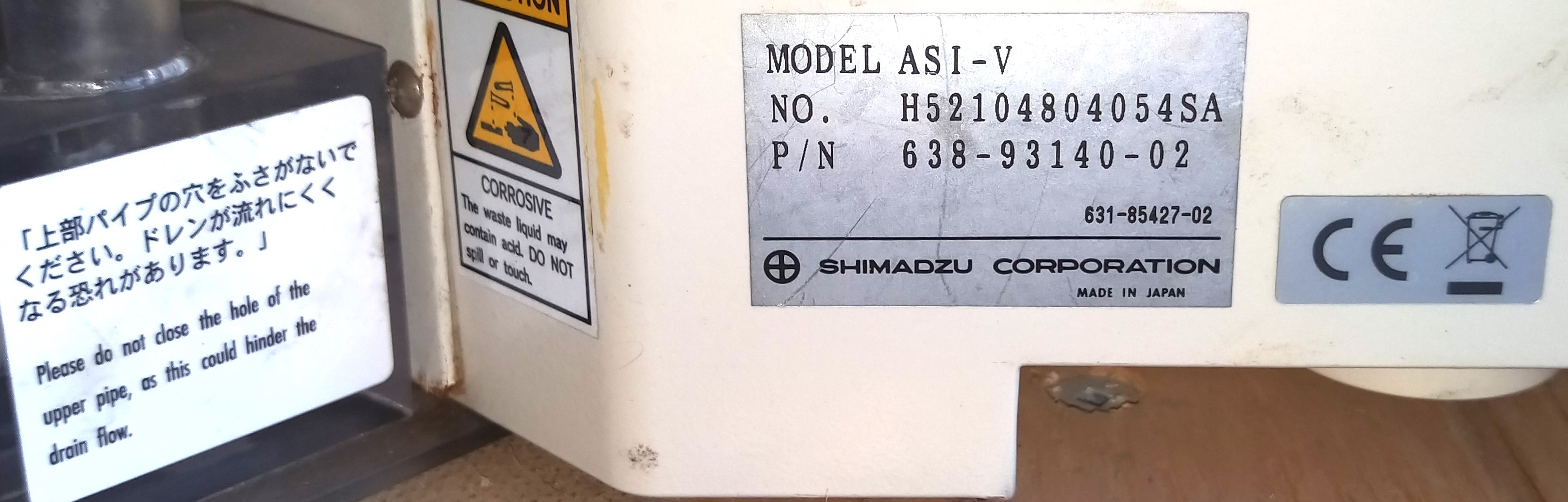 Used Shimadzu TOC-V CPH Analyzer with ASI-V Autosampler