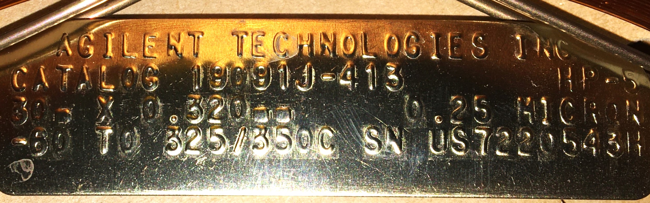 New Open Box Agilent (Hewlett Packard) HP-5 (19019J-413) Capillary Column (30M x 0.32mm x 0.25µm)